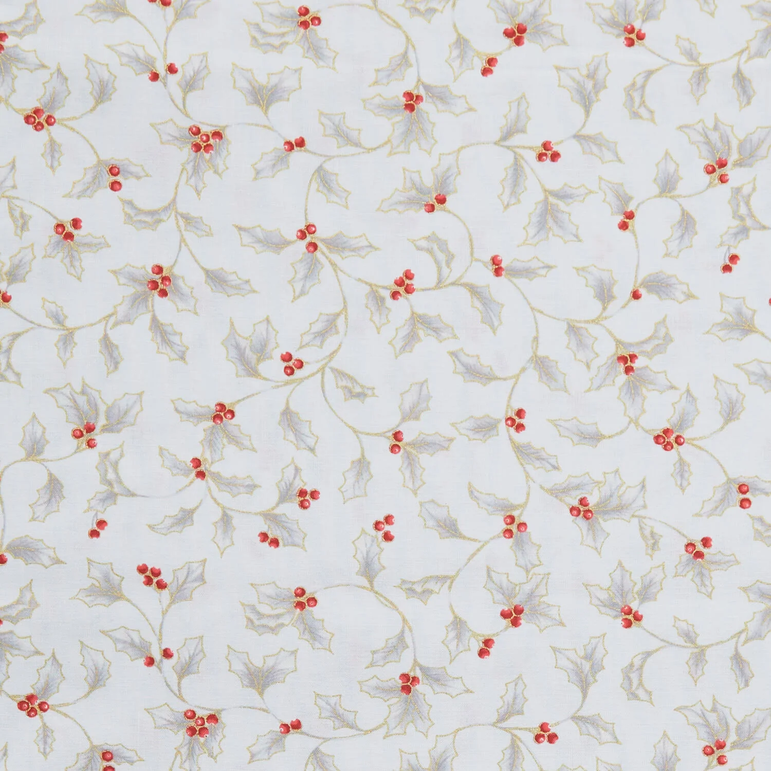 A Botanical Season - Holly and Berries Pewter 2 Yard Cut - Image 2