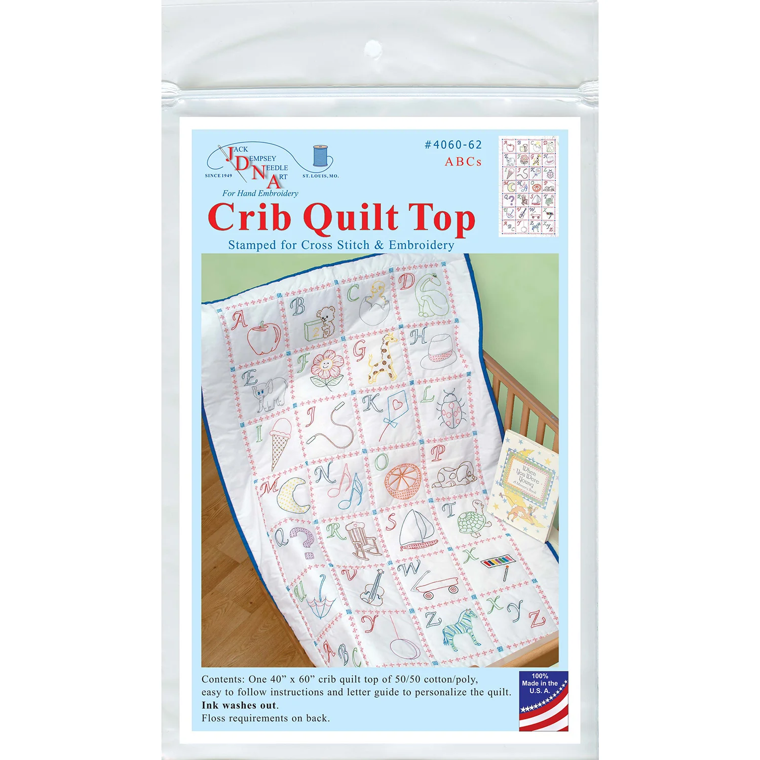 ABC's Embroidery Crib Quilt Top - Image 2