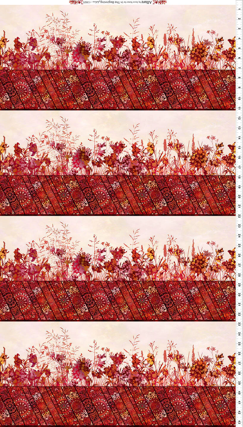 Allure - Border Stripe Red Yardage - Image 2