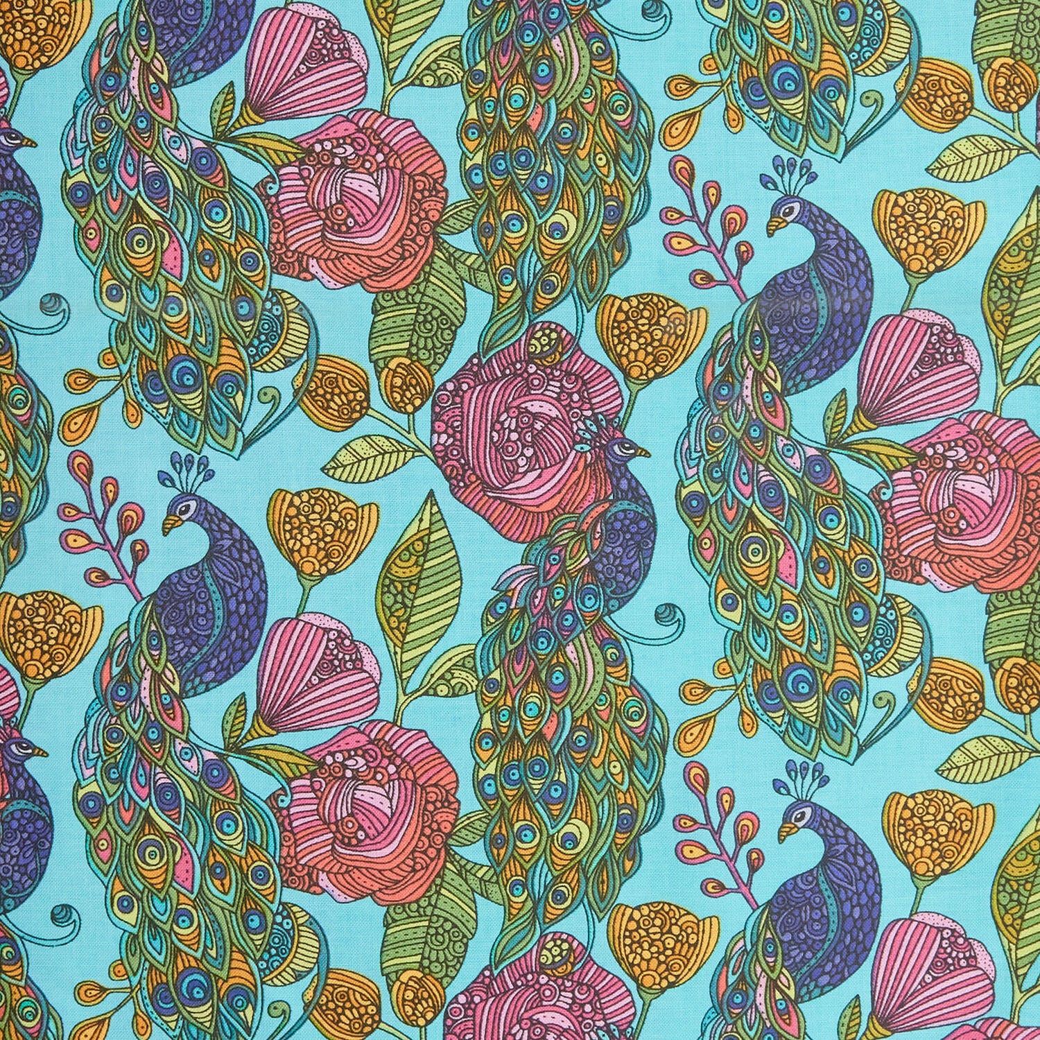 Alluring Peacock - Alluring Peacock Turquoise 2 Yard Cut - Image 2