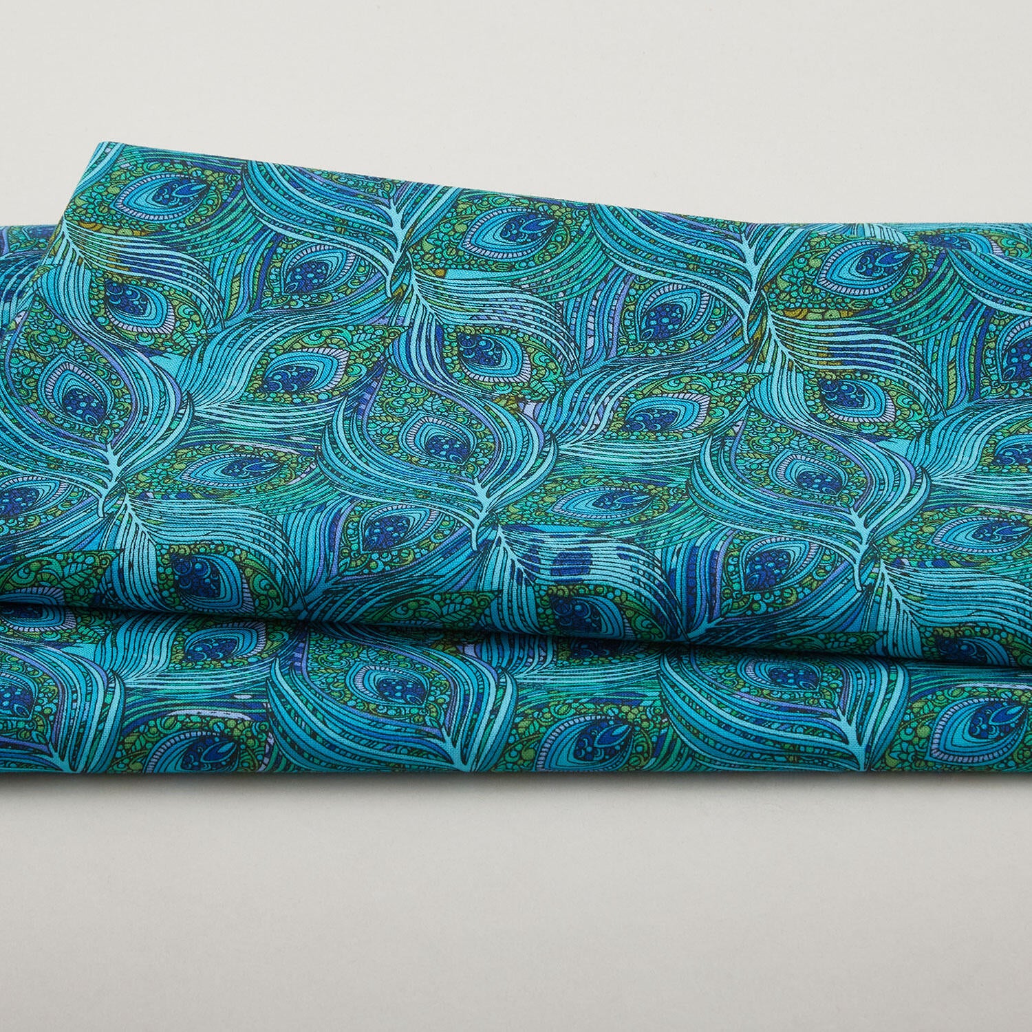 Alluring Peacock - Featherly Turquoise 2 Yard Cut