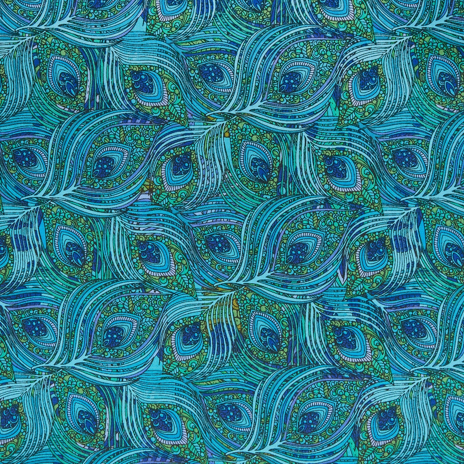 Alluring Peacock - Featherly Turquoise 2 Yard Cut - Image 2