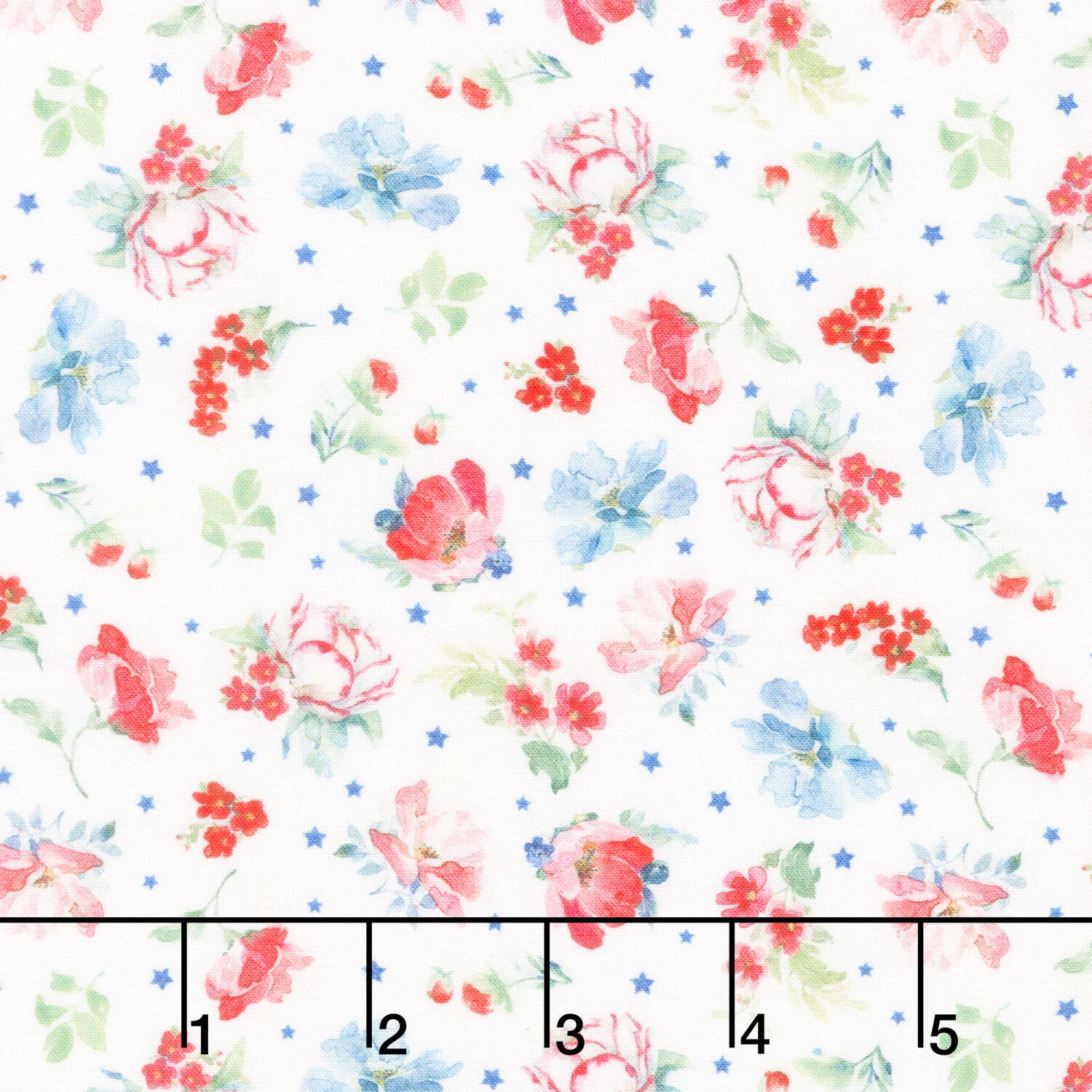 Americana - Medium Floral Light Cream Digitally Printed Yardage