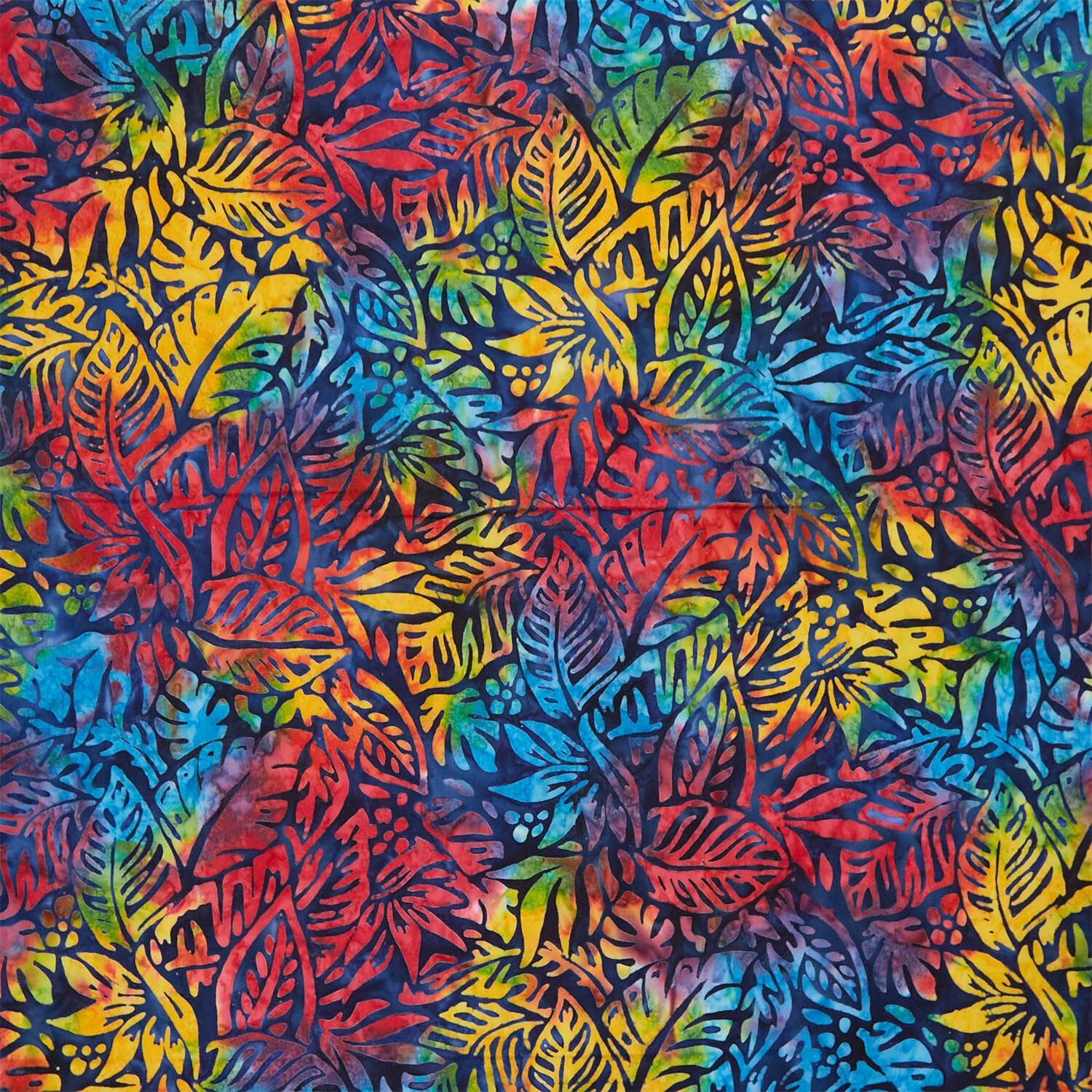 Artisan Batiks - Aloha Sunset Packed Leaves Bright Yardage