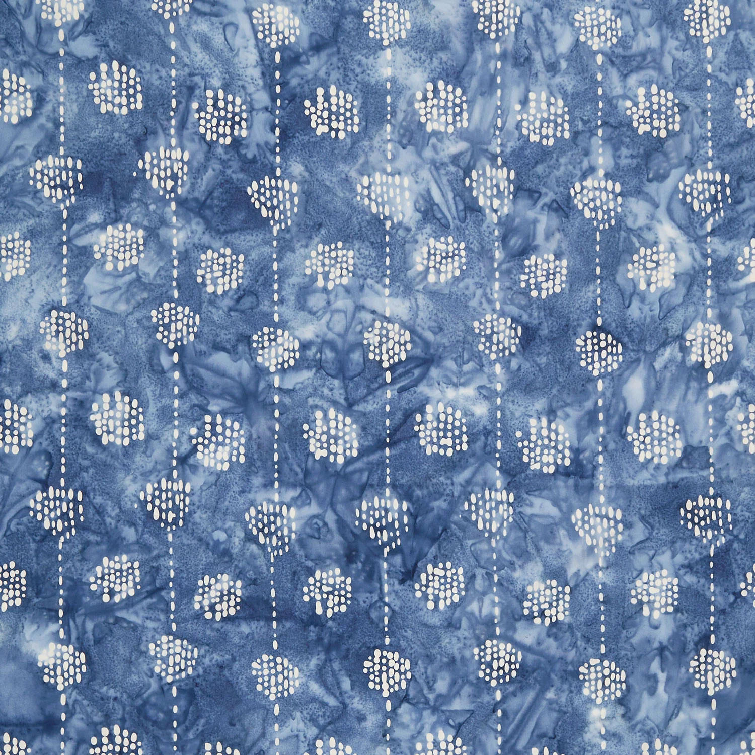 Artisan Batiks - Kasuri Dotted Circles & Stripes Denim Yardage
