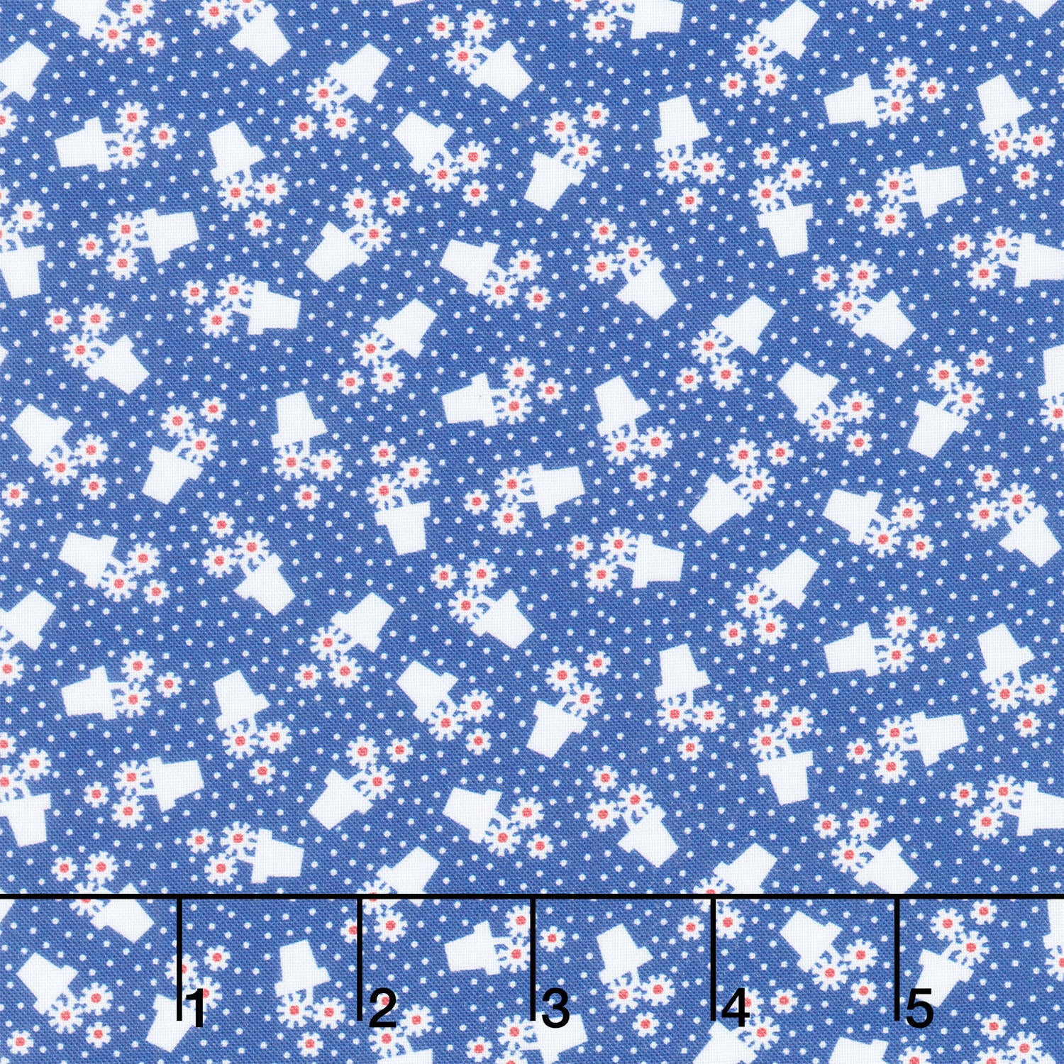 Aunt Grace Goes Bold - Flower Pots Blue Yardage