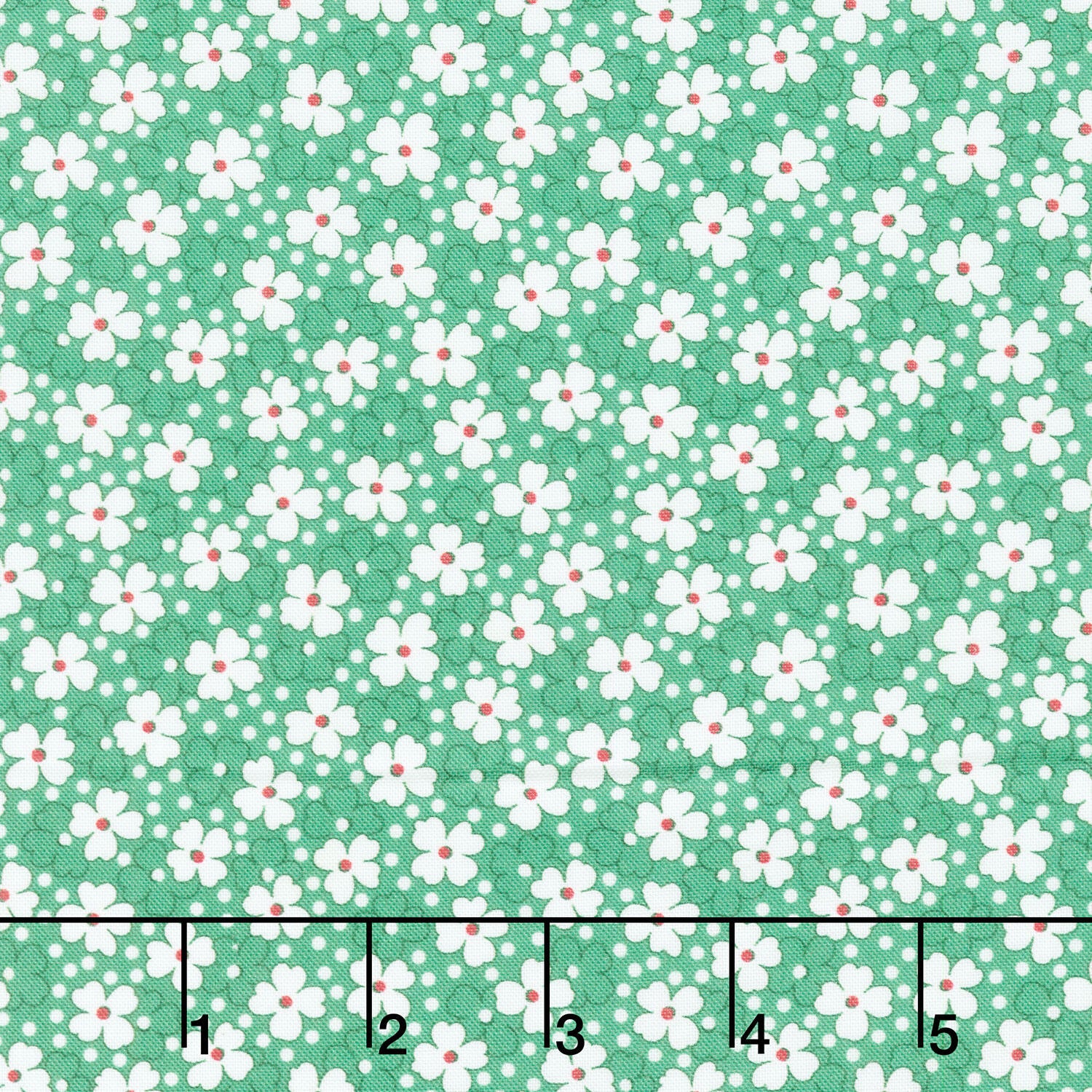 Aunt Grace Goes Bold - Small Flowers Green Yardage