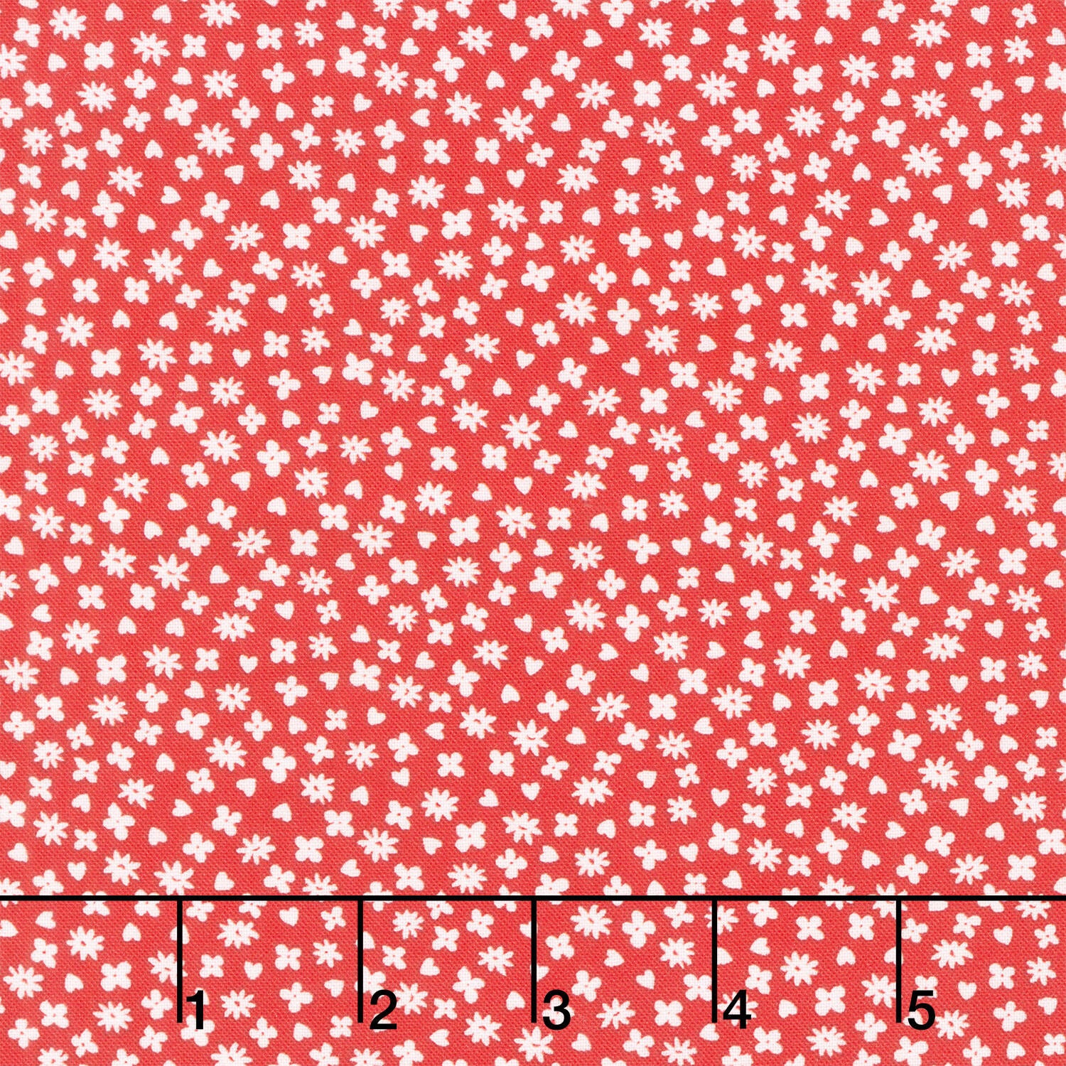 Aunt Grace Loves U - Hearts and Flowers Red Yardage
