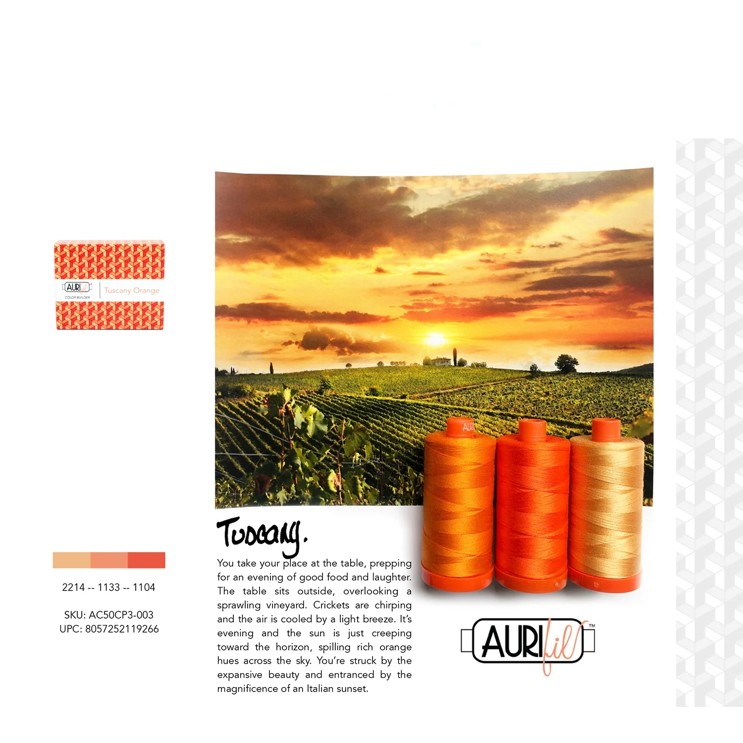 AURIfil™ Color Builder Thread of the Month - Month 7 Tuscany Orange