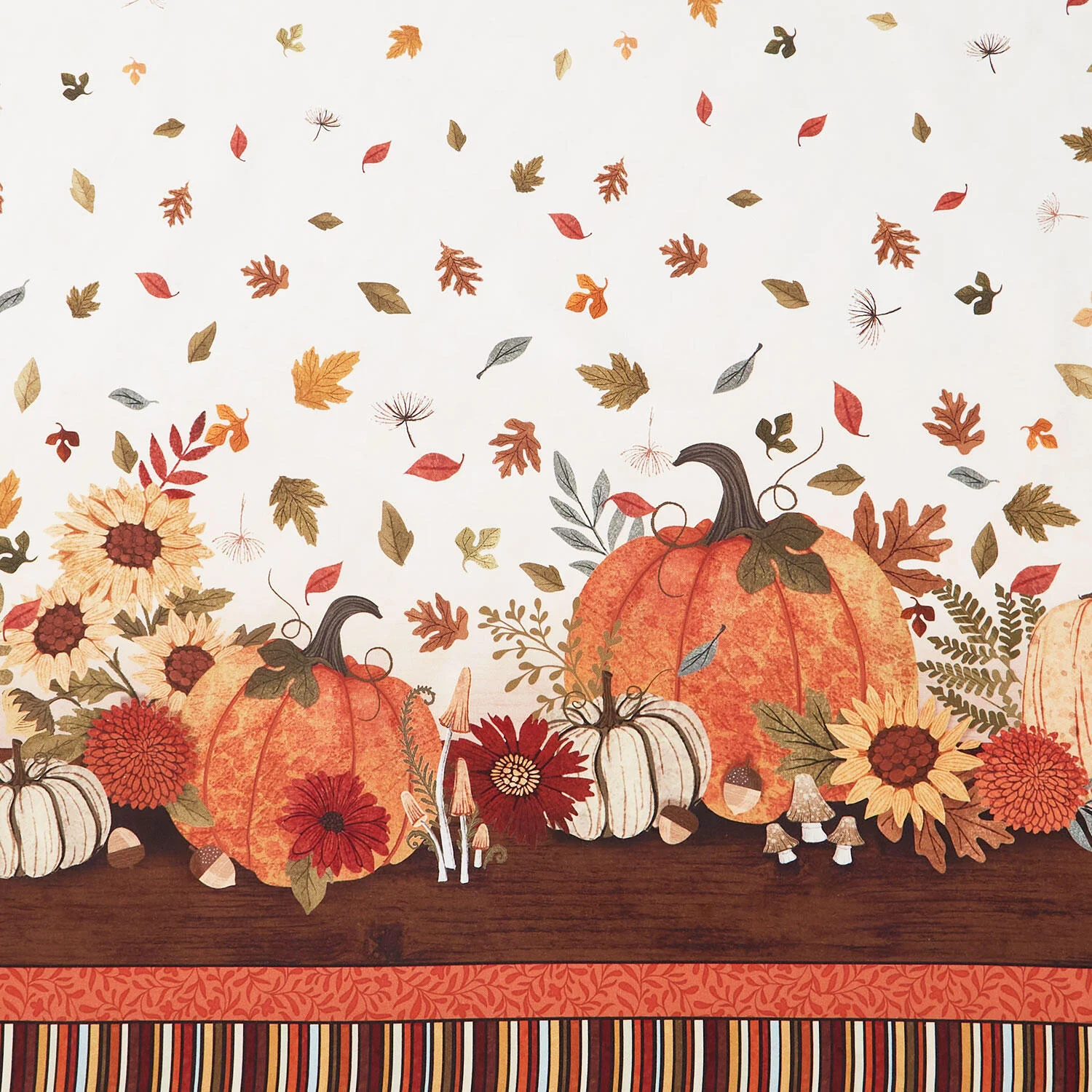 Autumn Homestead - Harvest Tabletop Double Border Ecru Multi Yardage