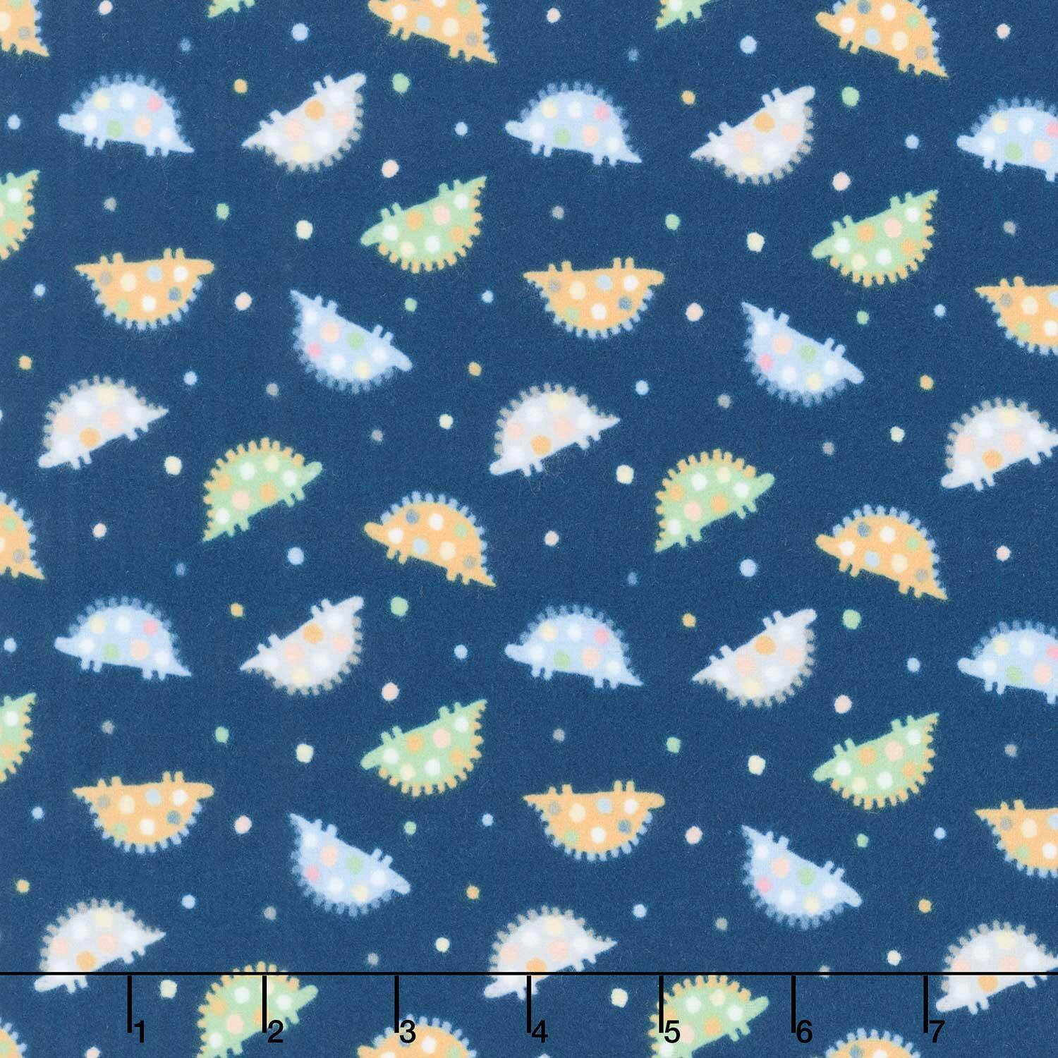 Baby Dino Comfort Flannel - Dino & Dots Navy Yardage