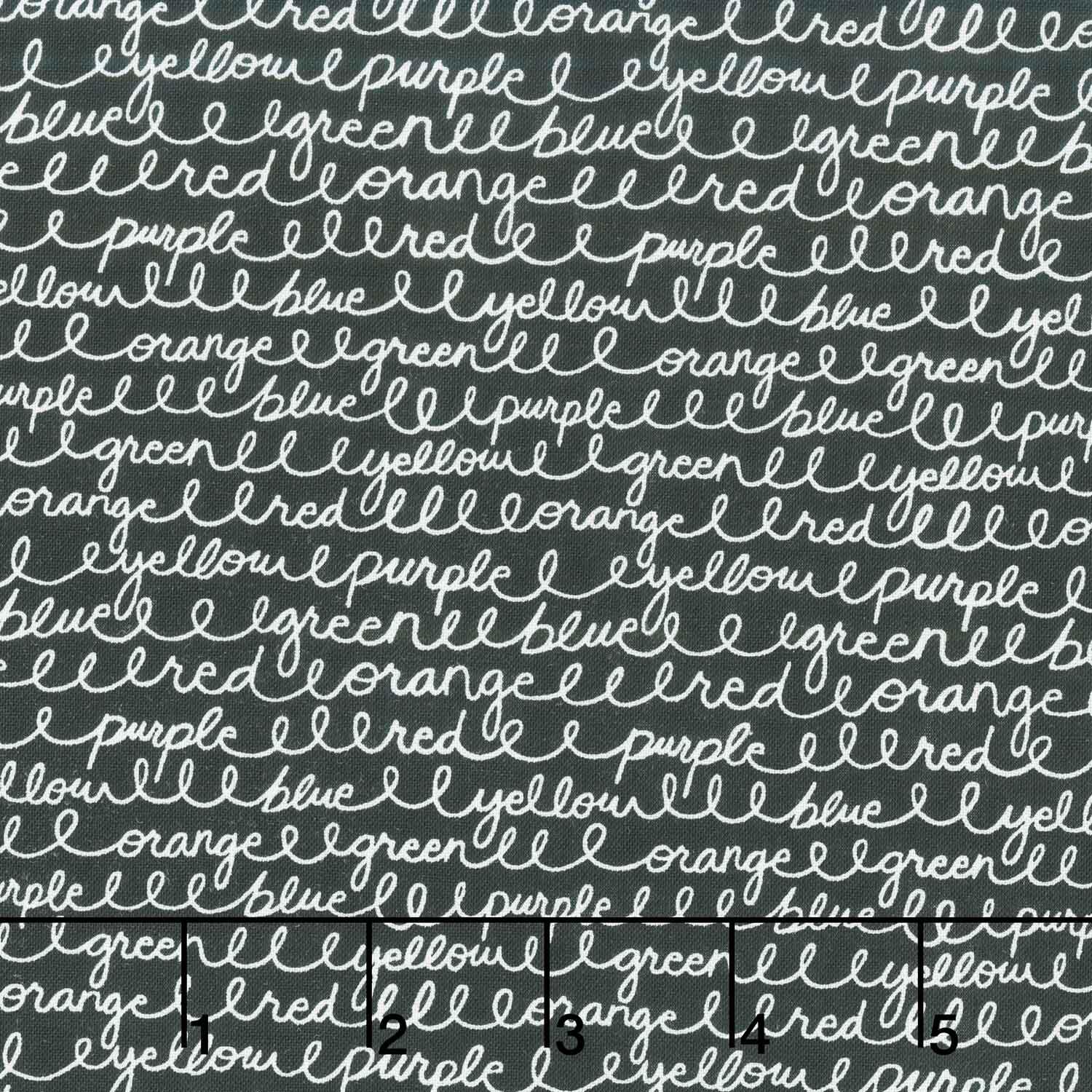 Back to School - Cursive Colors Black Yardage