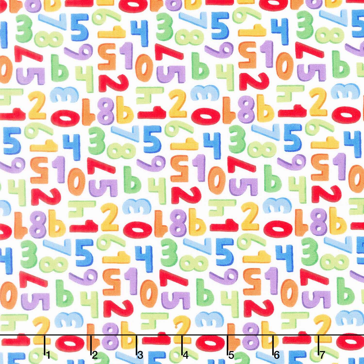 Back to School - Numbers White Yardage