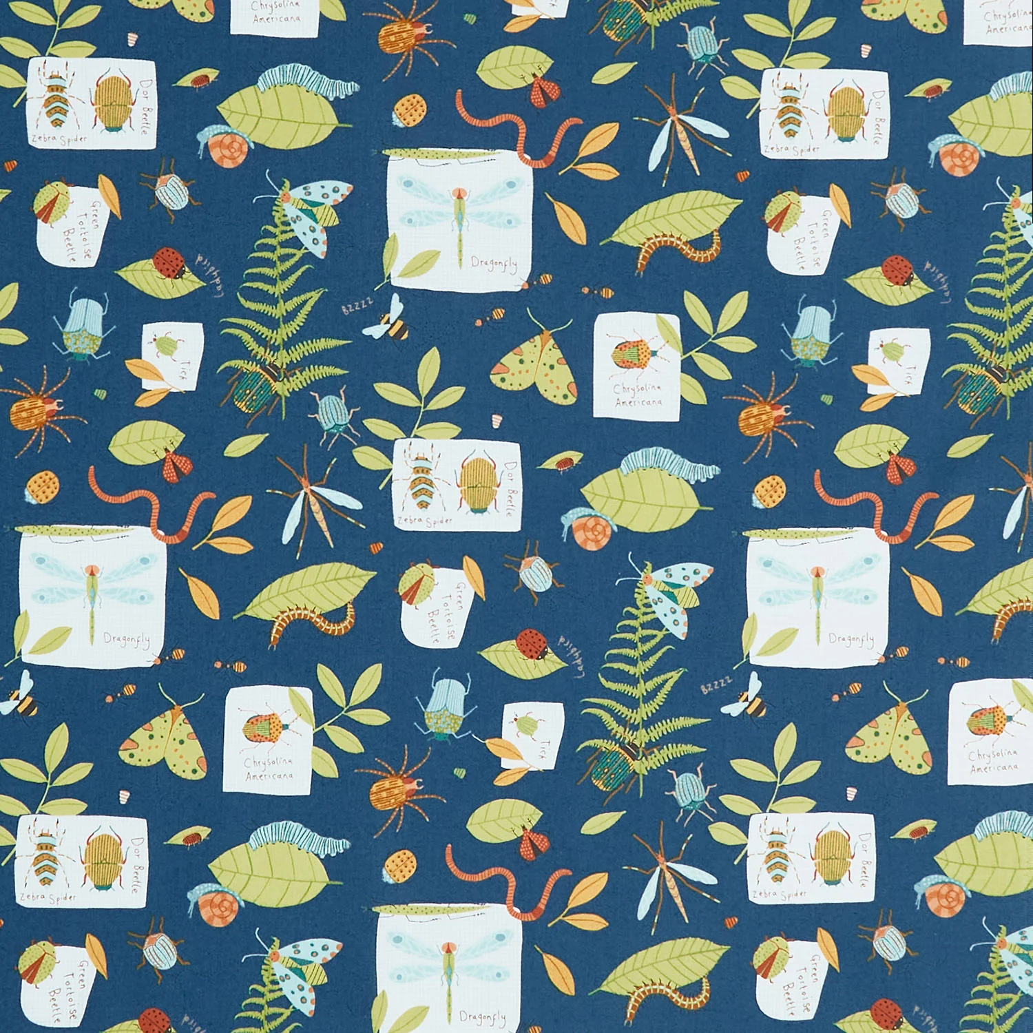 Backyard Bug Collector - Bug Collection Navy Multi Yardage