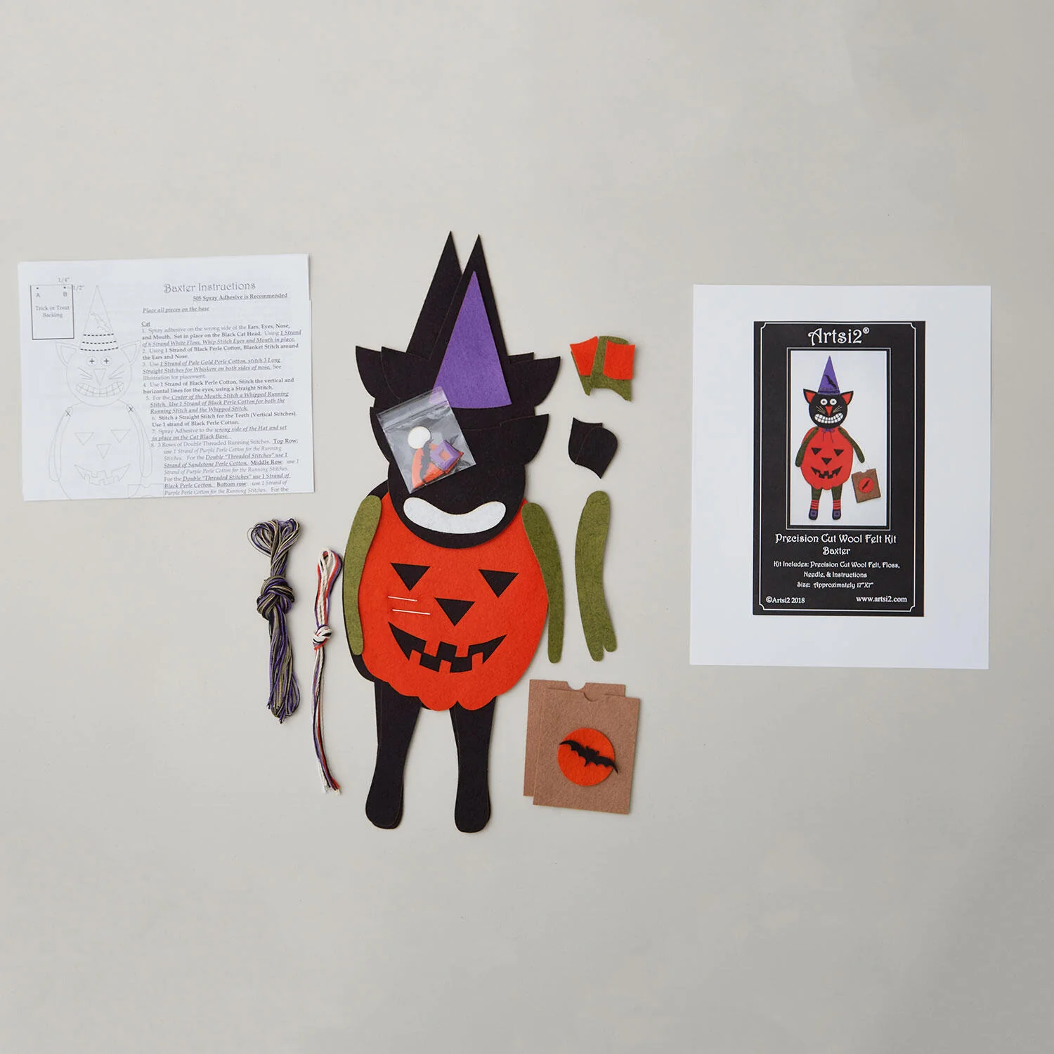 Baxter Halloween Cat Wool Felt Ornament Kit - Image 3