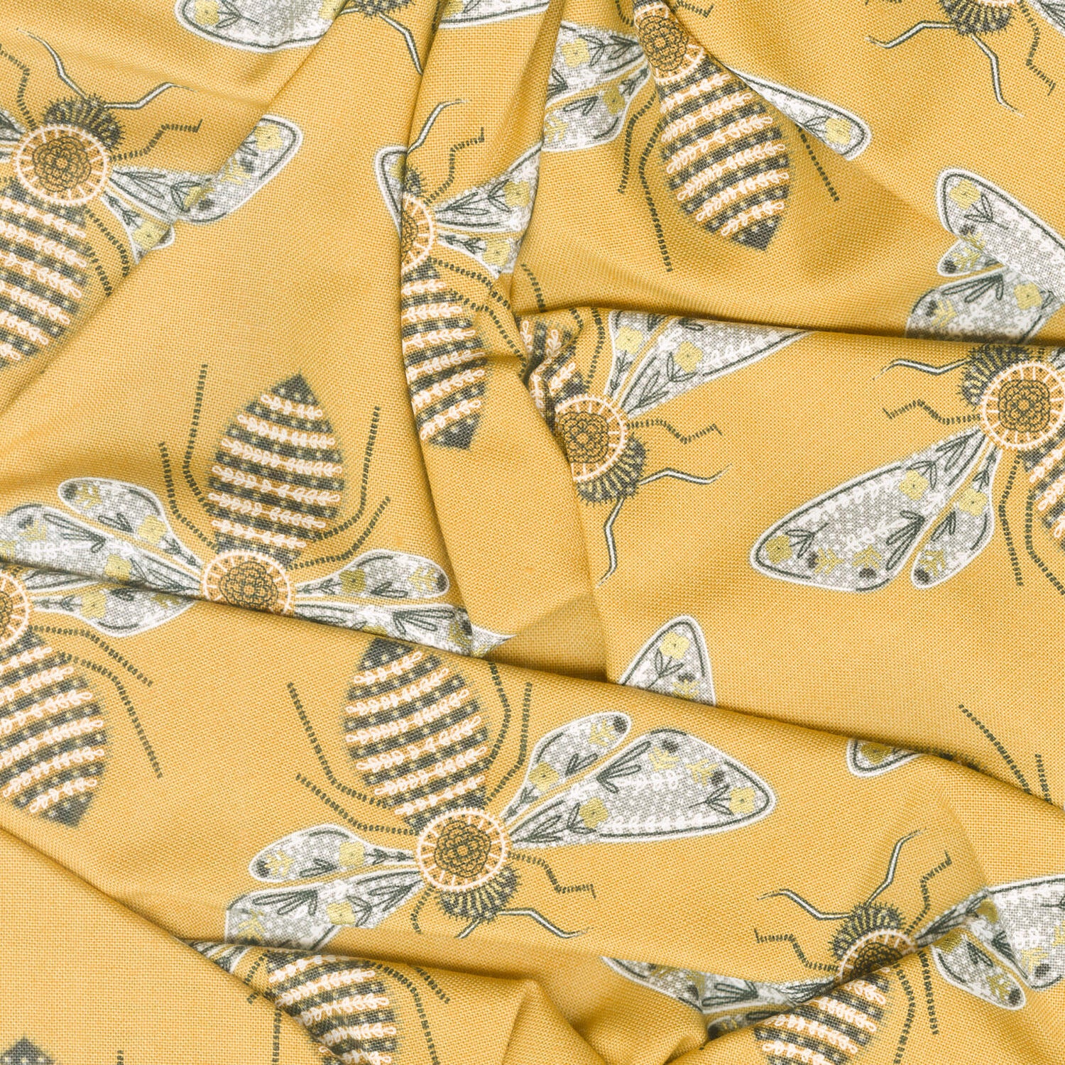 Bee Garden - Bumblebee Honey Metallic Yardage - Image 2