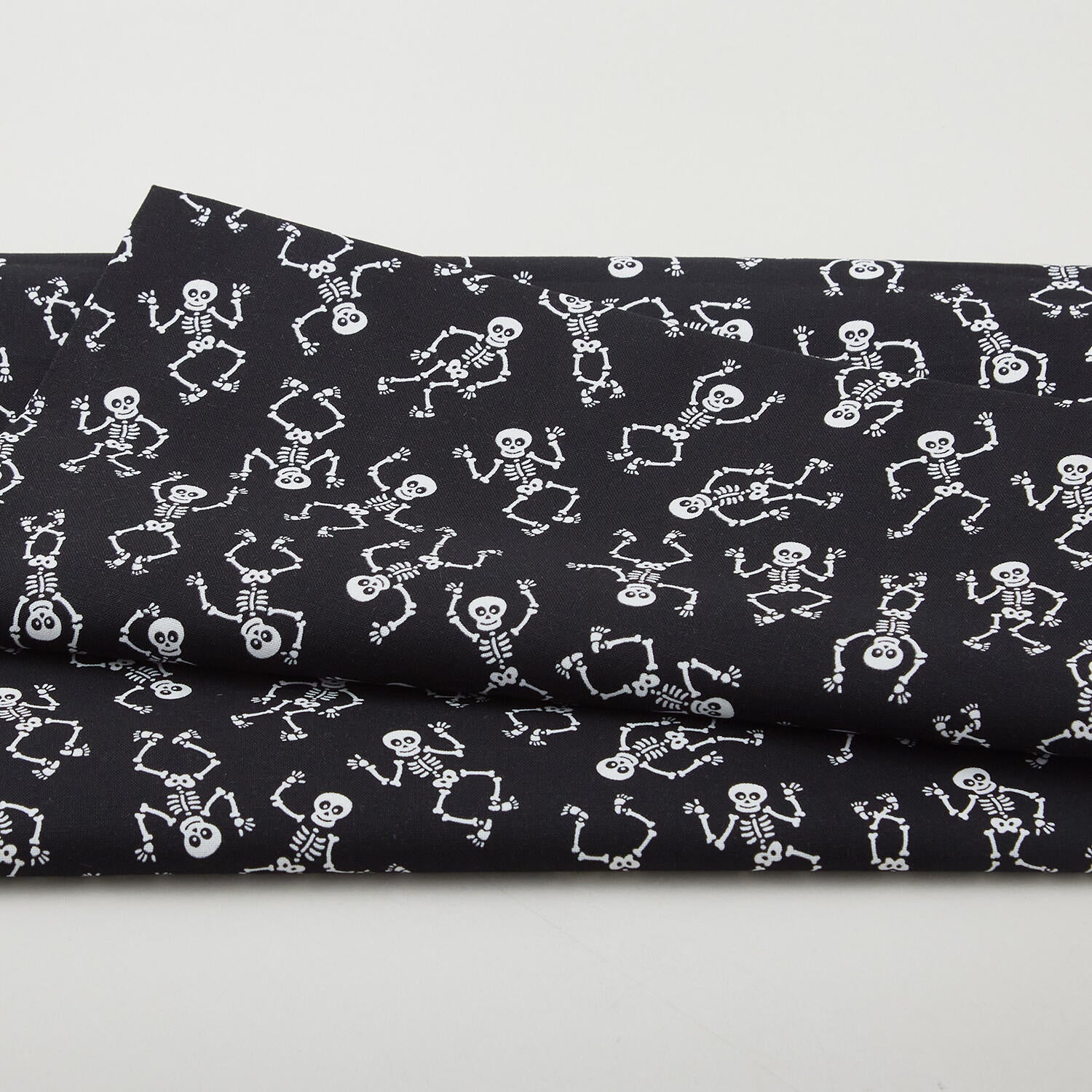 Black & Boo Favorites - Glow in the Dark Little Skeletons Black 2 Yard Cut