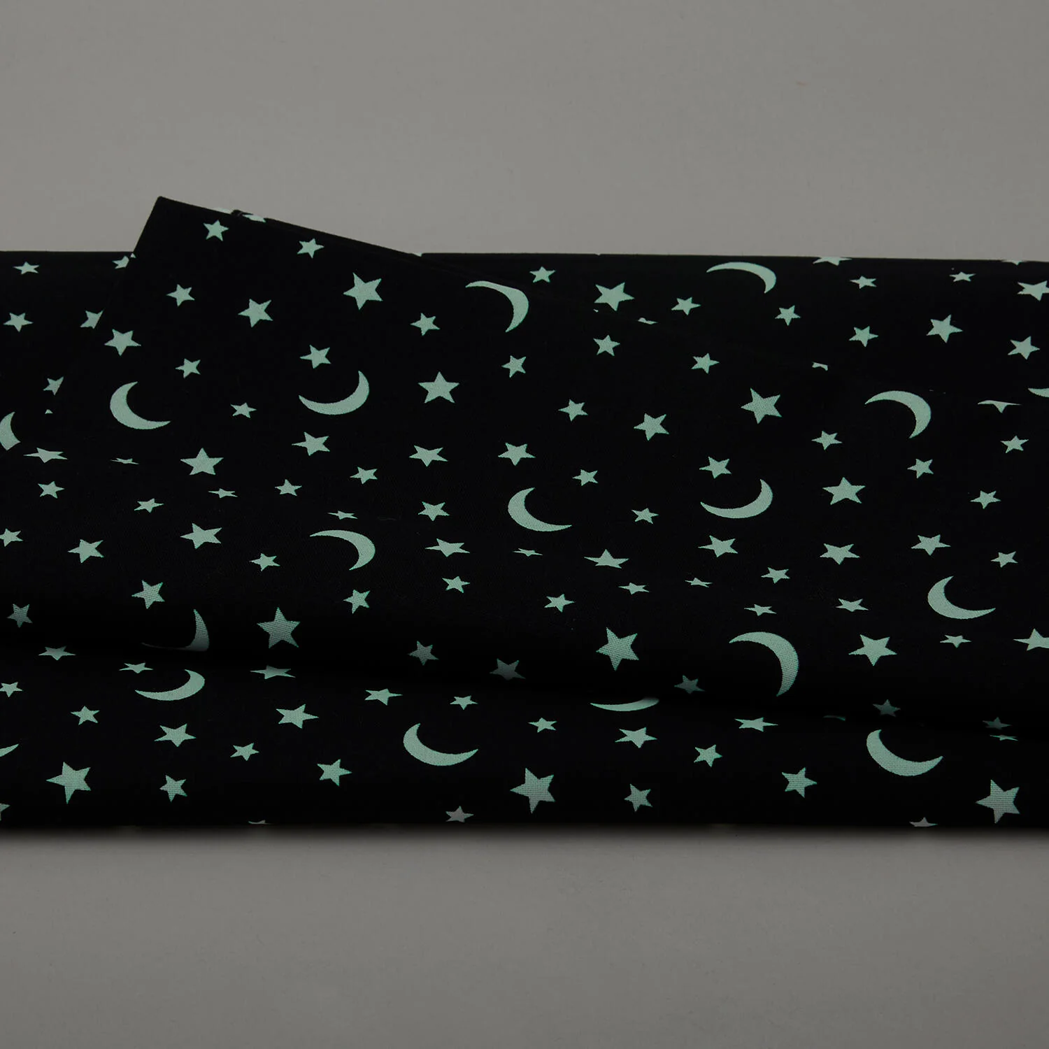 Black & Boo Favorites - Glow in the Dark Little Stars & Moons Black 2 Yard Cut - Image 2
