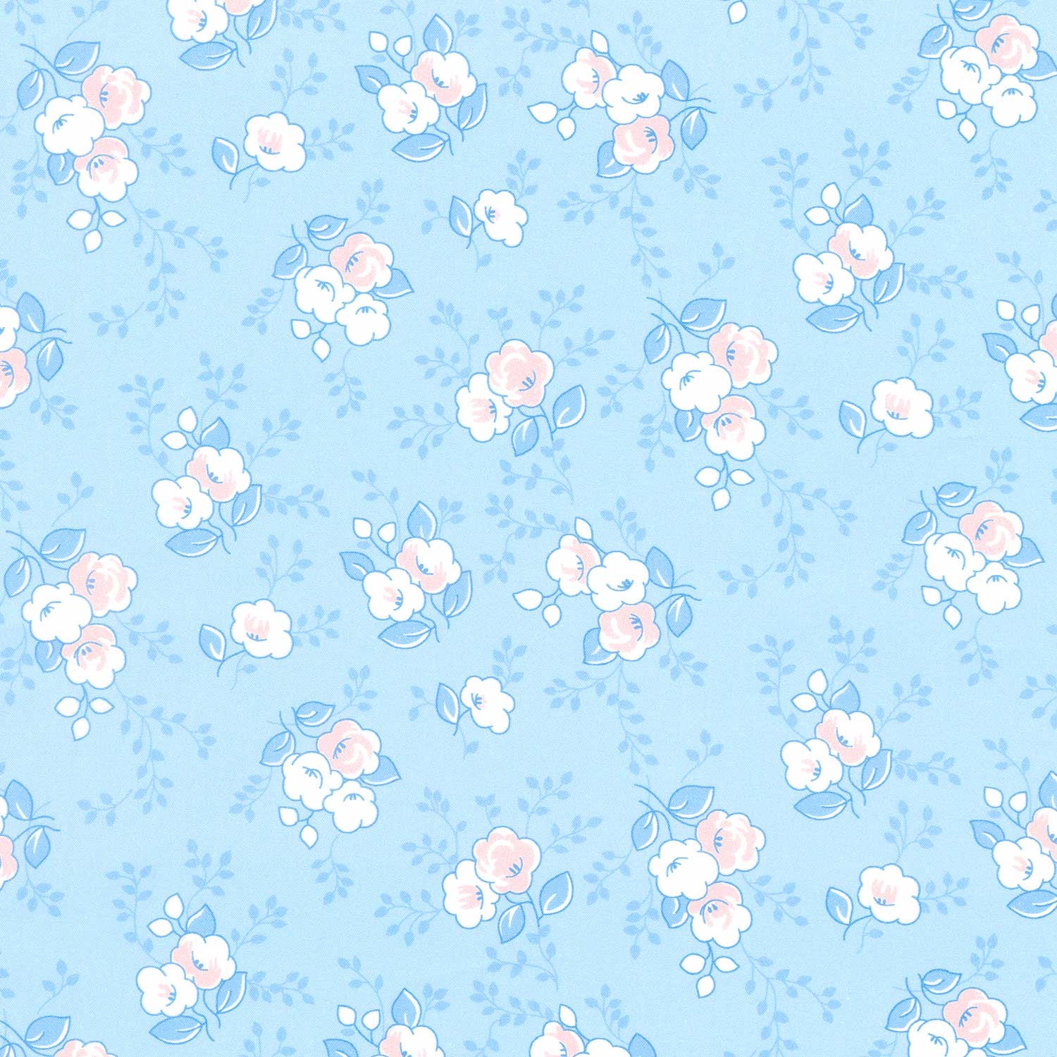 Blast from the Past - Flowers Blue Yardage