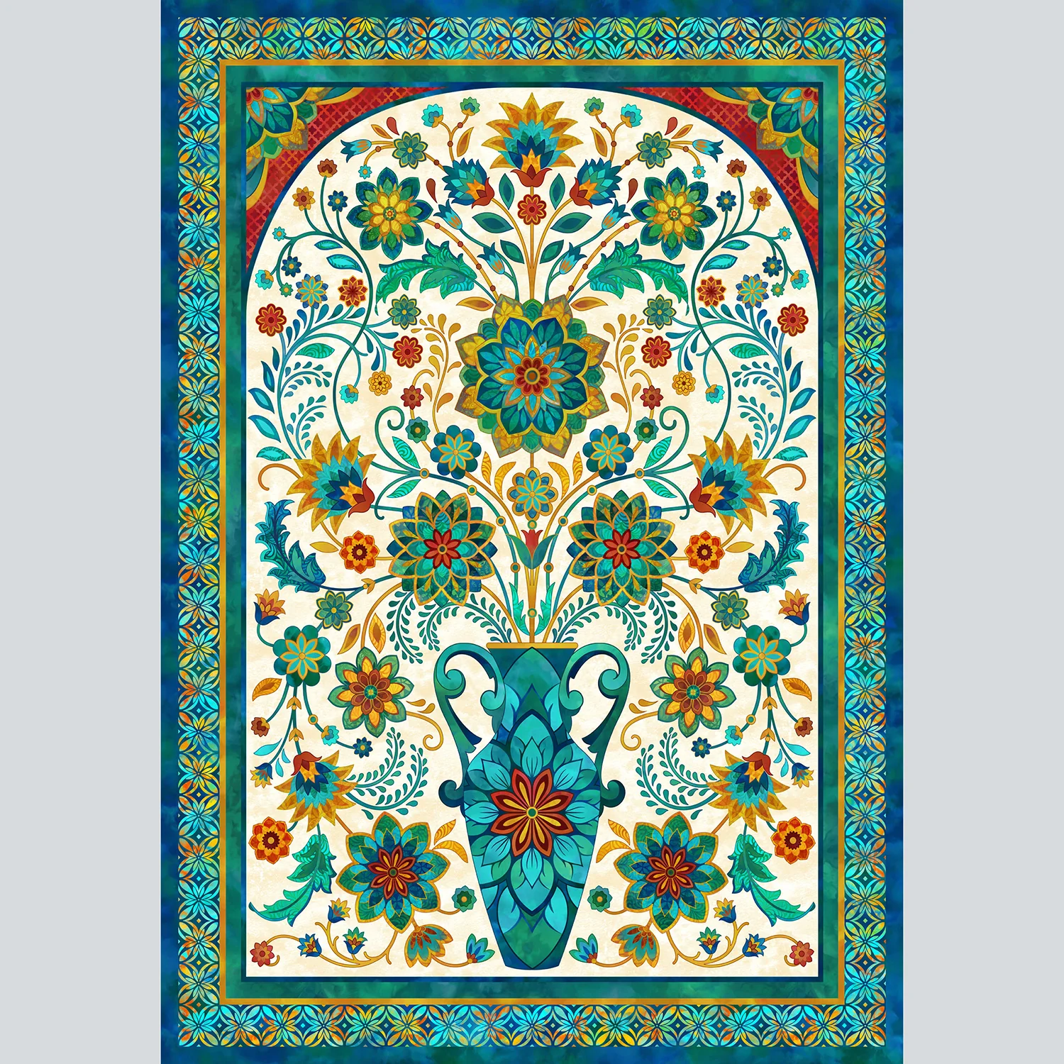 Boho Blooms - Floral Vase Cream Multi Panel