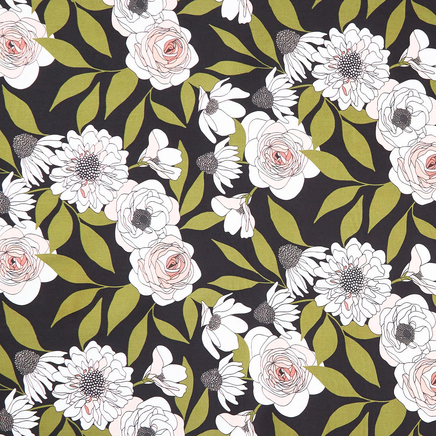 Botany - Cabbage Rose Ink Yardage