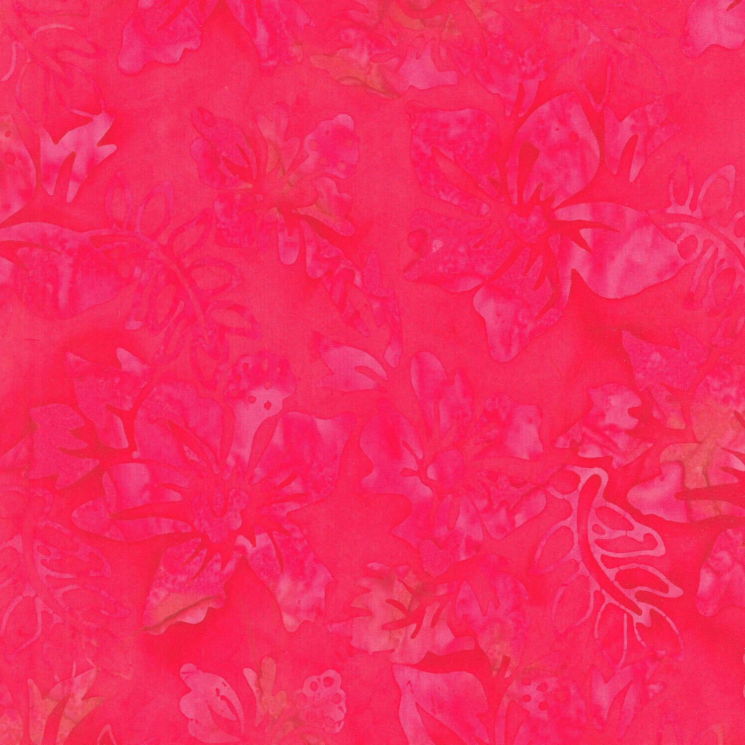 Bright Red Large Floral Batik Yardage