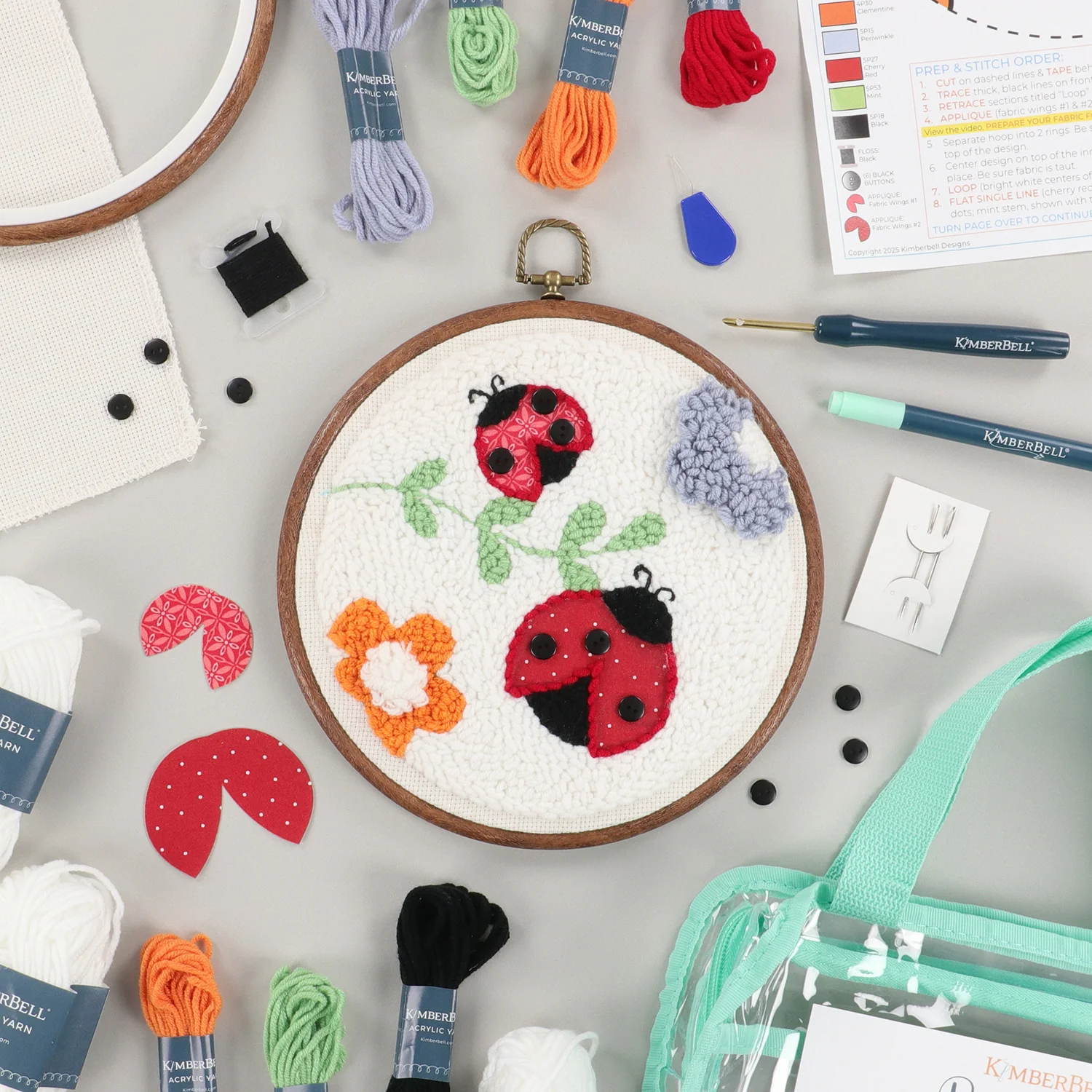 Bugs & Blooms Punch Needle Hoop Kit - Image 3