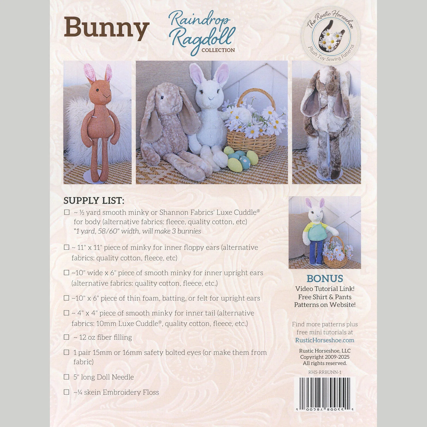 Bunny Raindrop Ragdoll Pattern - Image 2