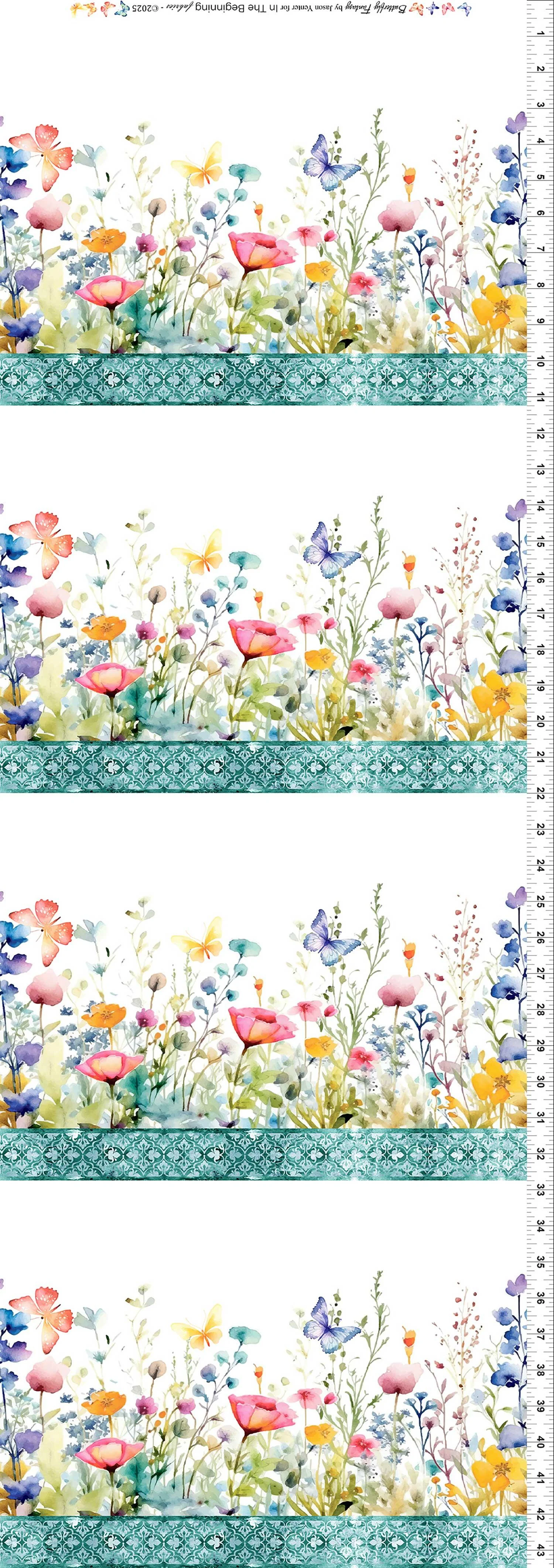 Butterfly Fantasy - Border Stripe Multi Yardage - Image 2