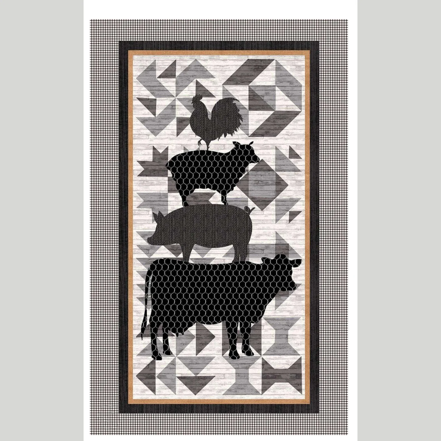 Buttermilk Farmstead - Stacked Farm Animals Black Fabric Panel