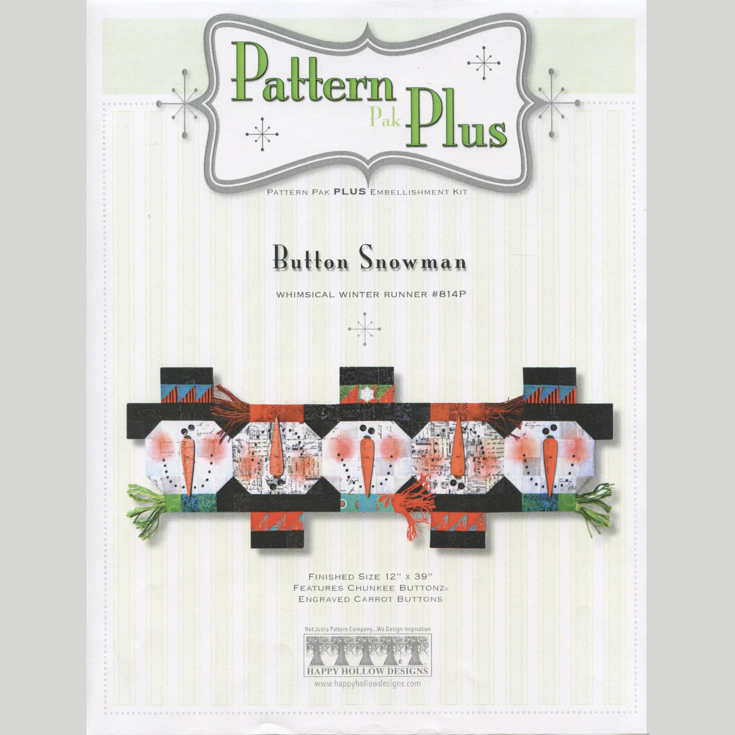 Button Snowman Table Runner Pattern Pak Plus - Image 3