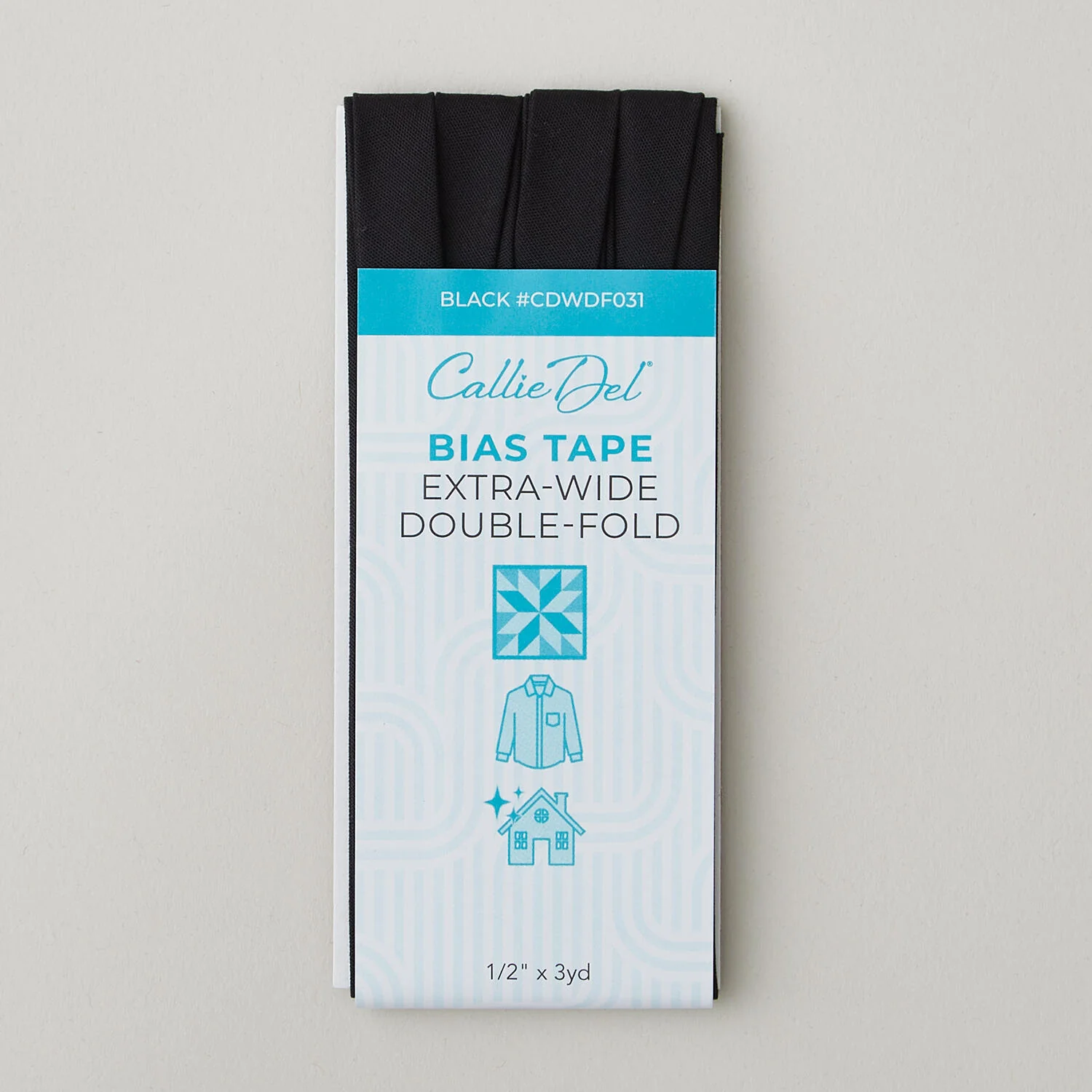 Callie Del Extra Wide Double Fold Bias Tape 1/2" x 3yd - Black - Image 2