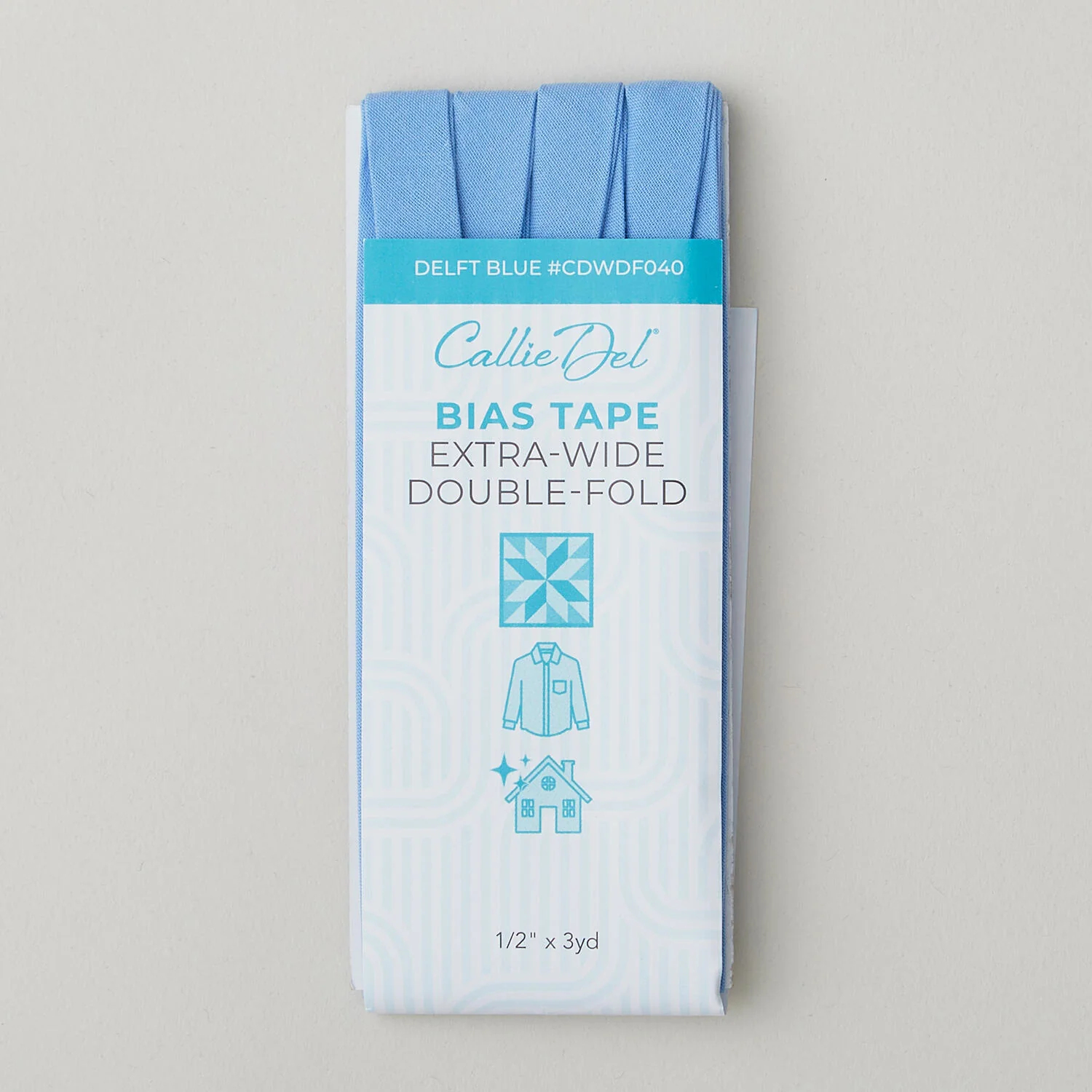 Callie Del Extra Wide Double Fold Bias Tape 1/2" x 3yd - Delft Blue - Image 2