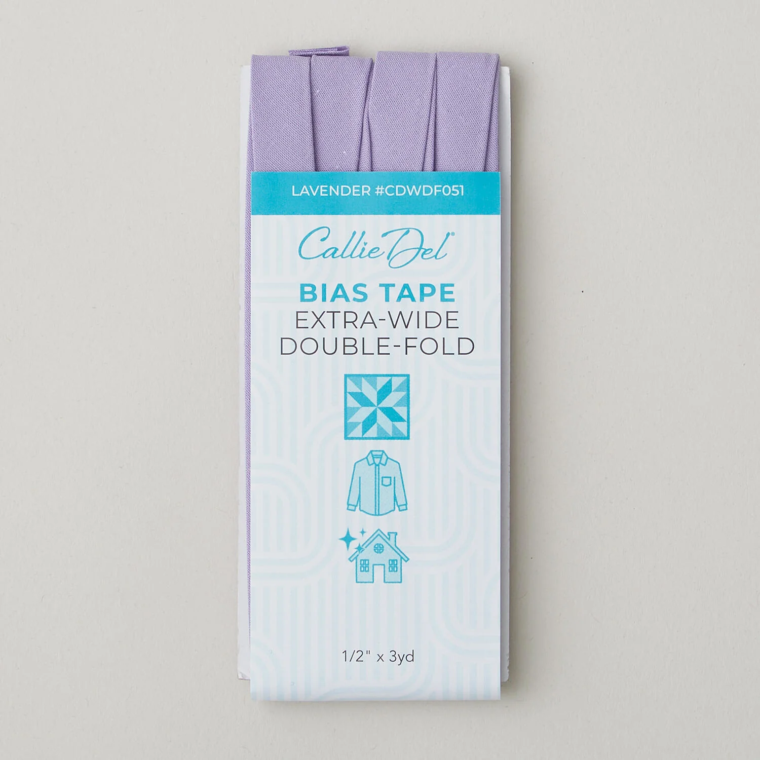 Callie Del Extra Wide Double Fold Bias Tape 1/2" x 3yd - Lavender - Image 2