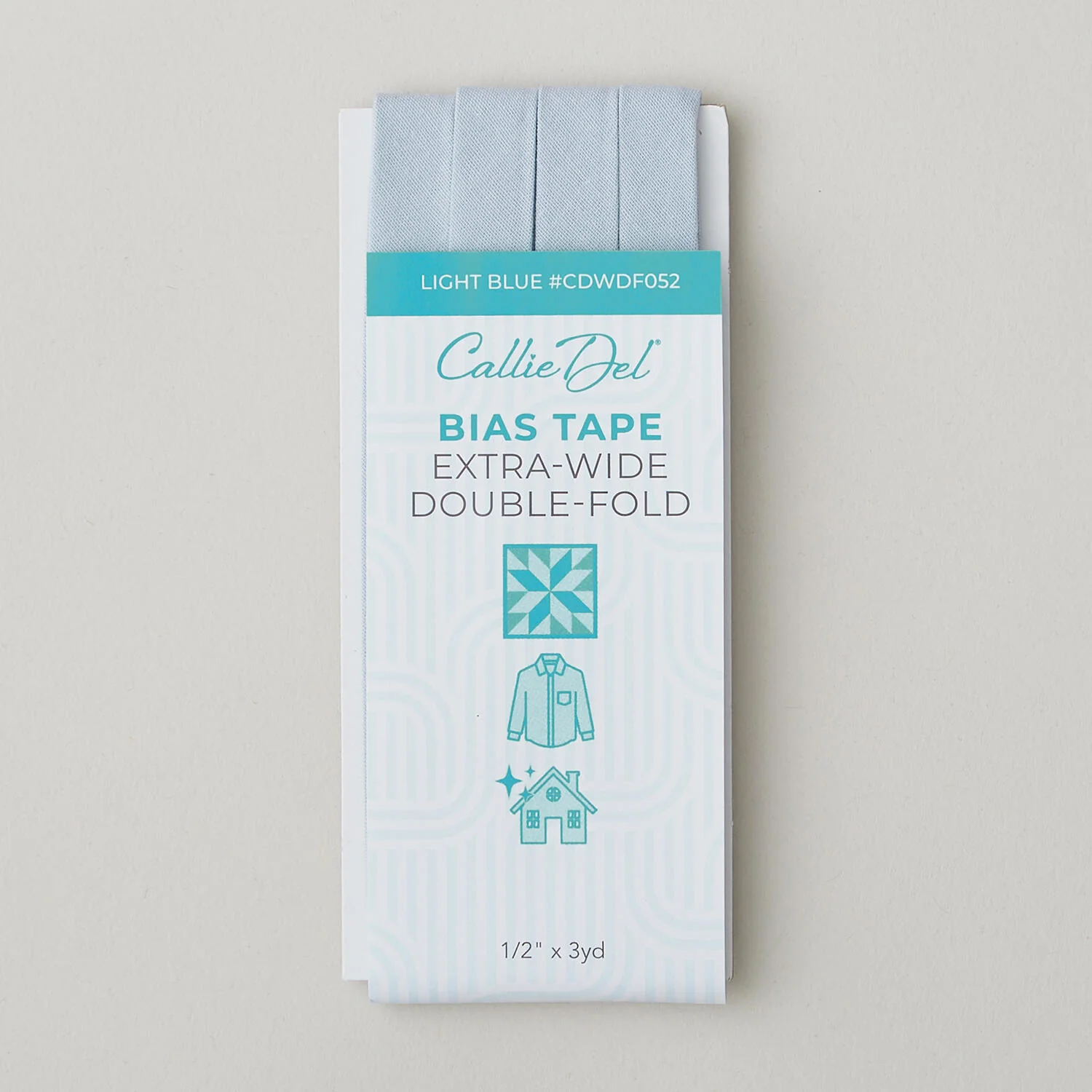 Callie Del Extra Wide Double Fold Bias Tape 1/2" x 3yd - Light Blue - Image 2
