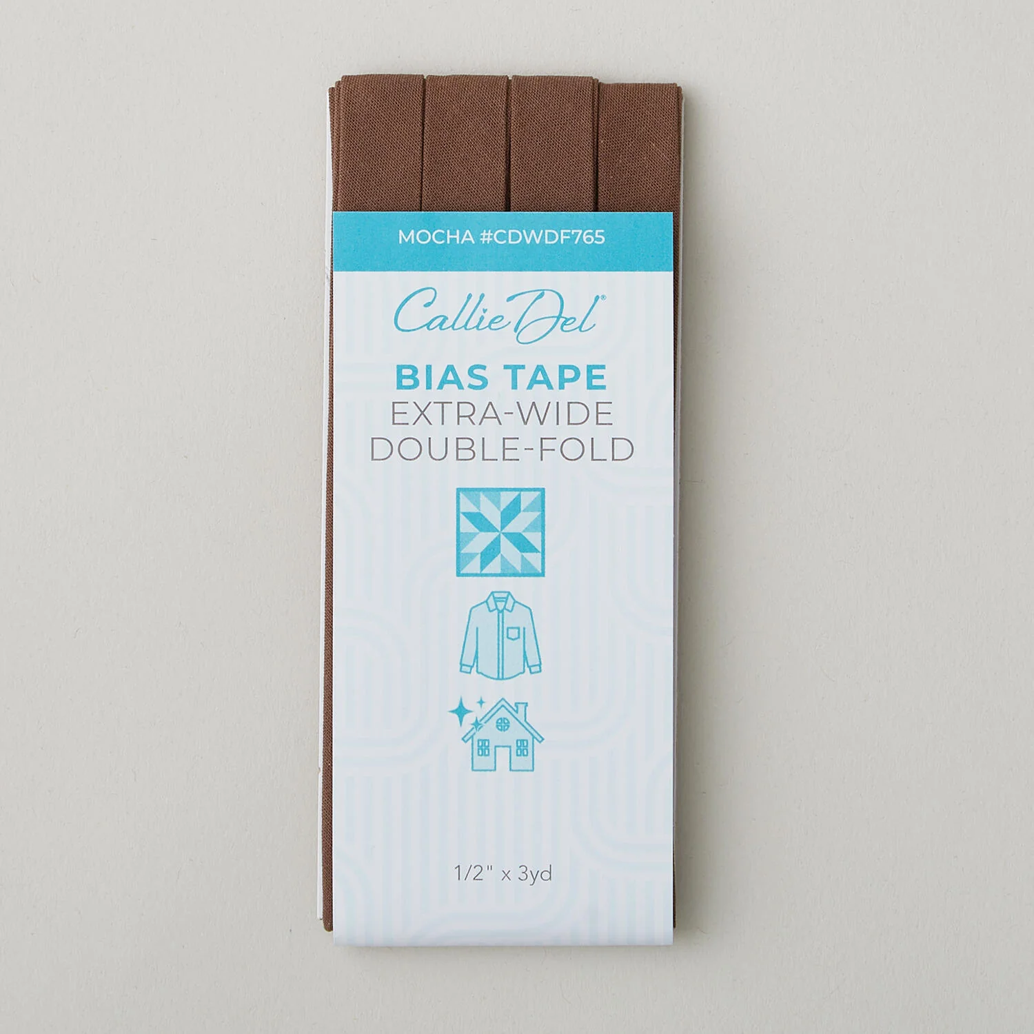 Callie Del Extra Wide Double Fold Bias Tape 1/2" x 3yd - Mocha - Image 2