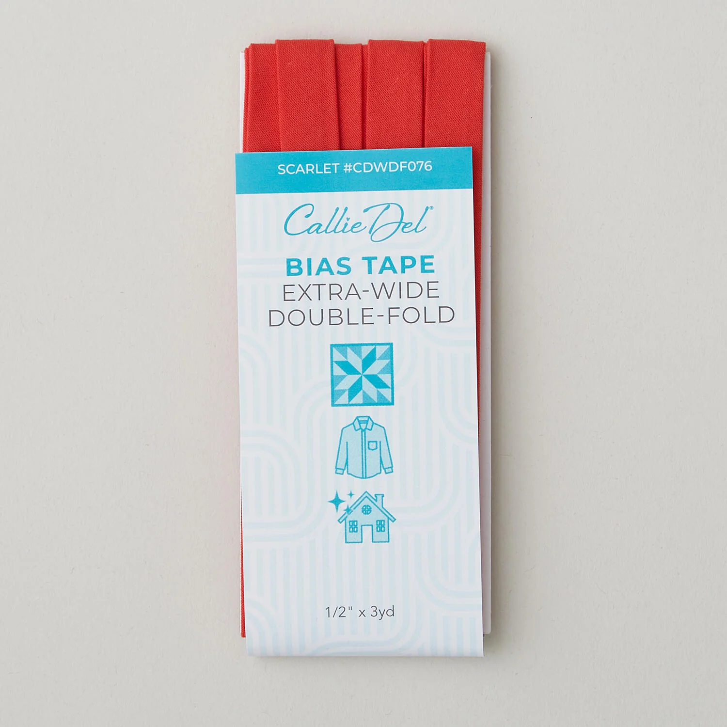 Callie Del Extra Wide Double Fold Bias Tape 1/2" x 3yd - Scarlet - Image 2