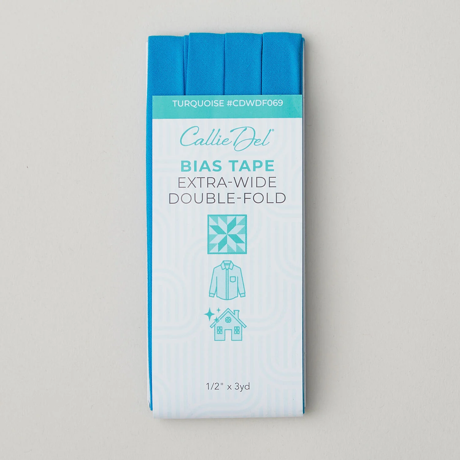 Callie Del Extra Wide Double Fold Bias Tape 1/2" x 3yd - Turquoise - Image 2