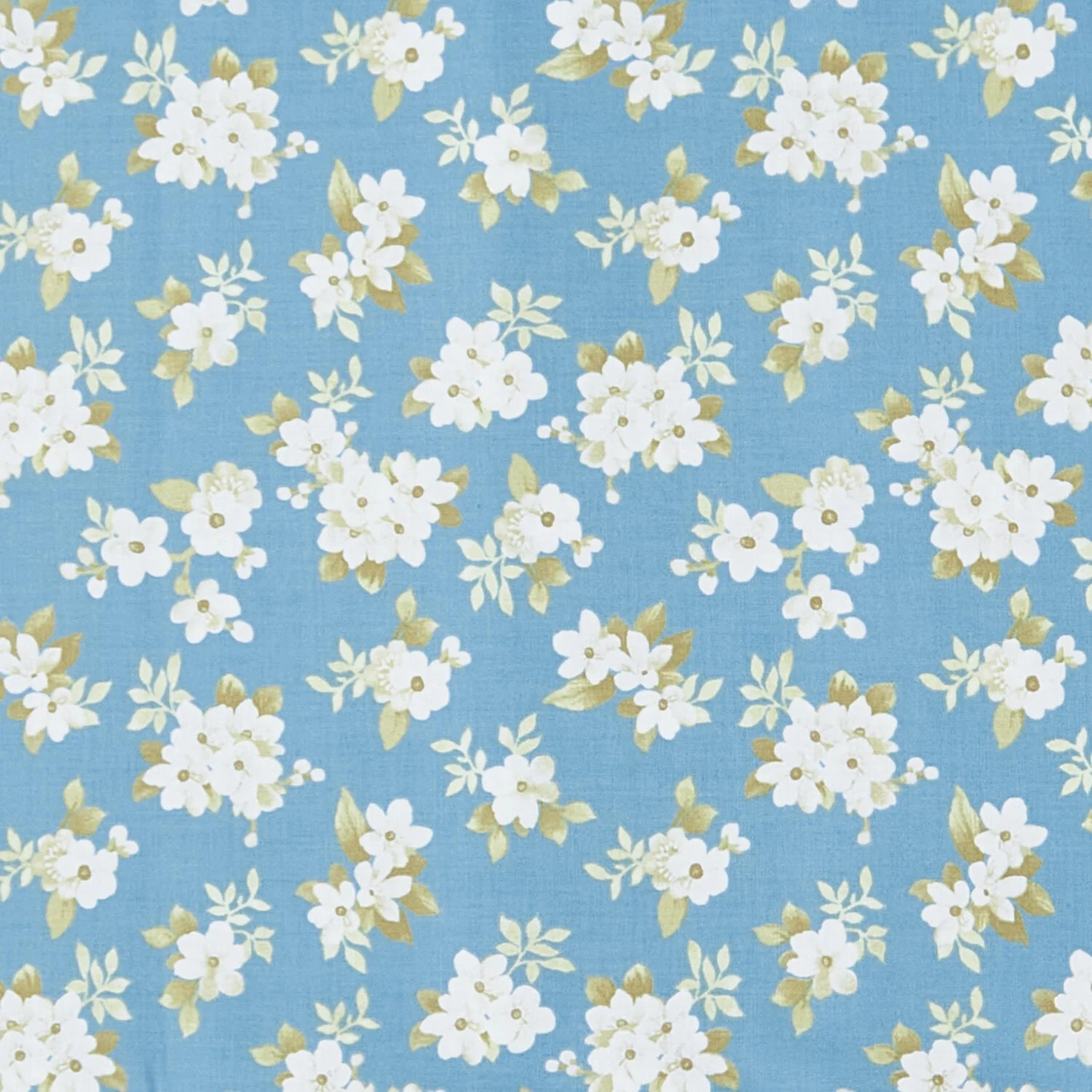 Camellia - White Floral Blue 2 Yard Cut - Image 2