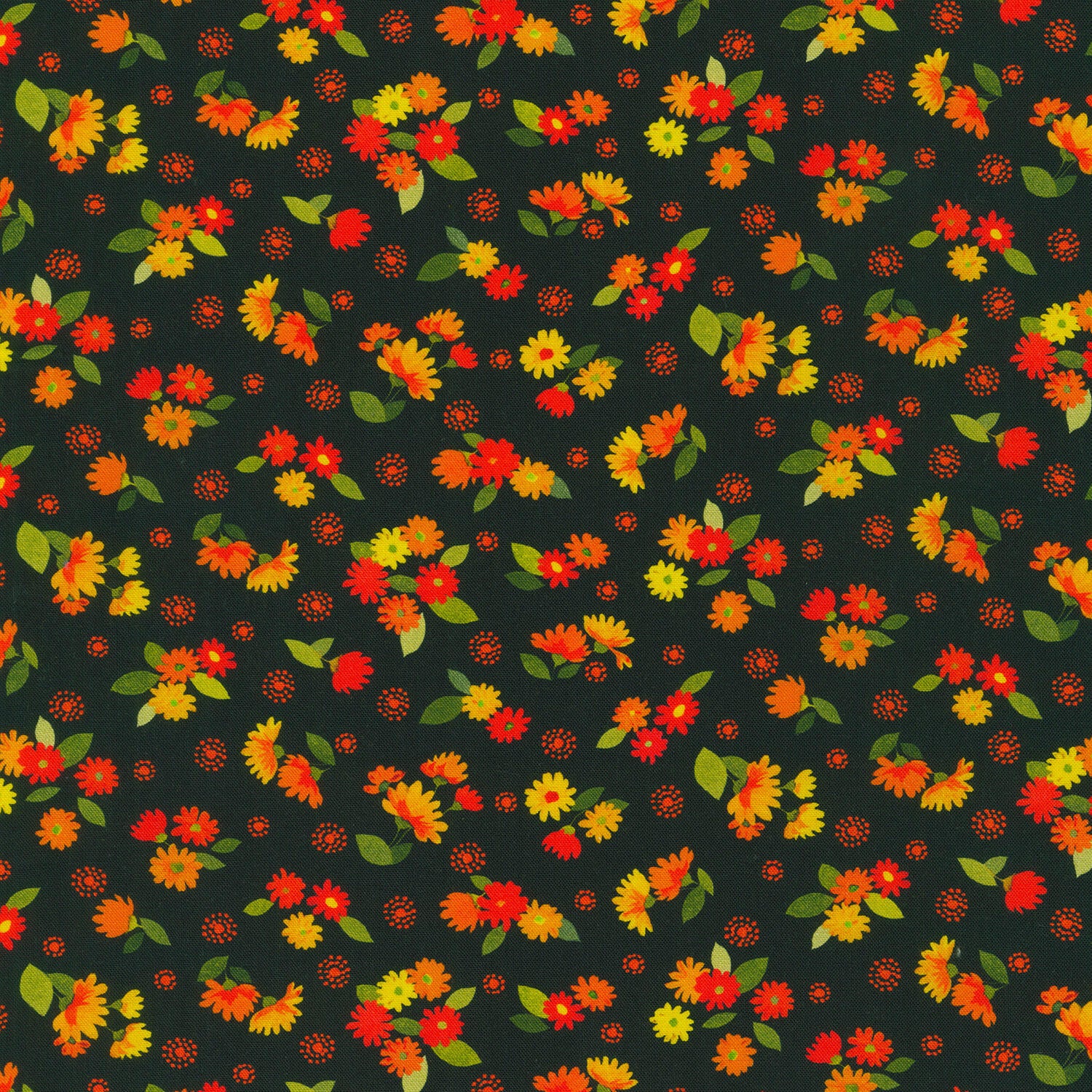 Cascading Flowers - Black Yardage