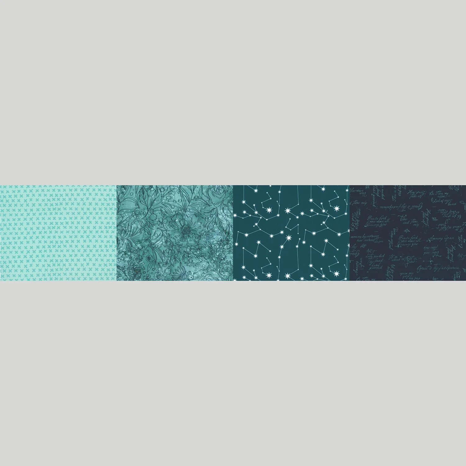 Celebrating 50 Years of Moda - Four In One Blender Print Prussian Blue Yardage - Image 2