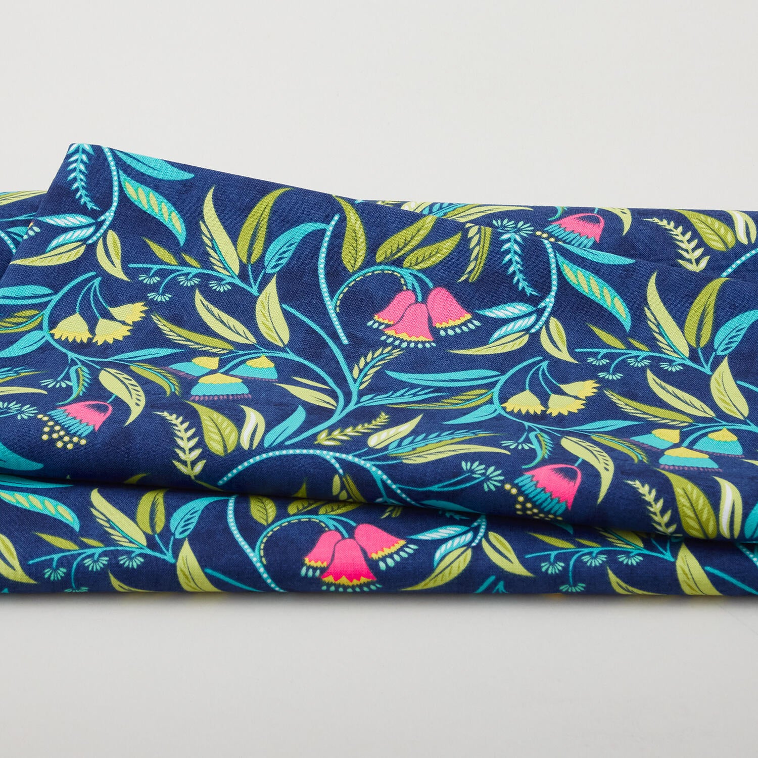 Chalk Garden - Dancing Flowers Navy 2 Yard Cut