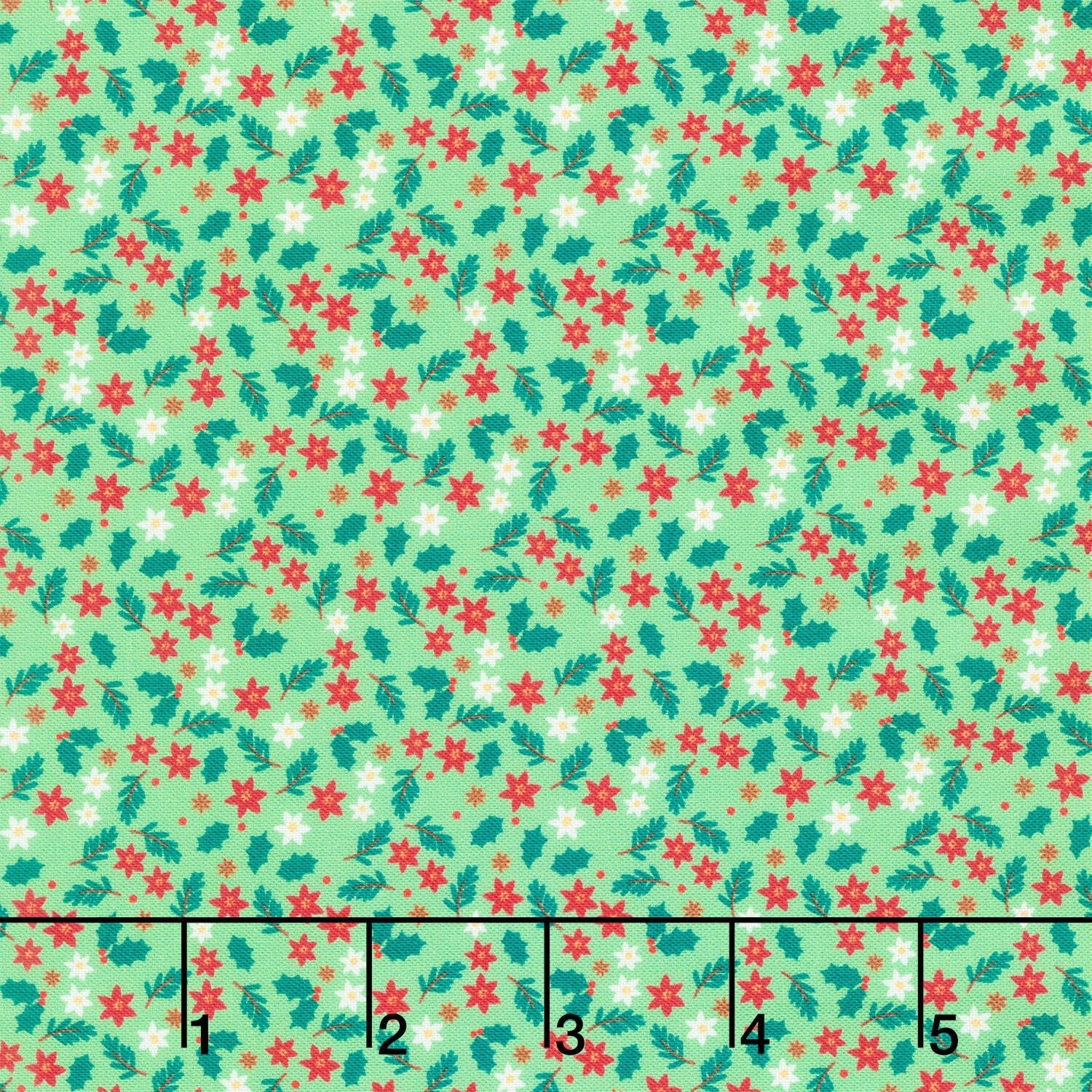 Christmas In Quilt Town - Floral And Holly Green Yardage