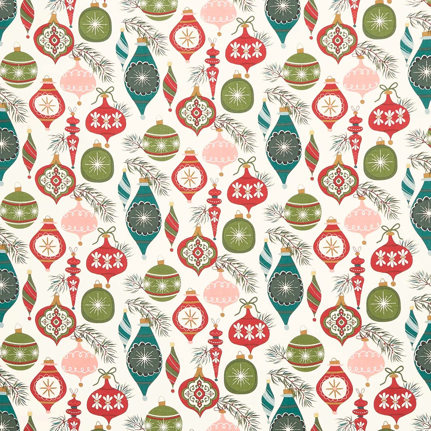Christmas is in Town - Ornaments Cream Yardage