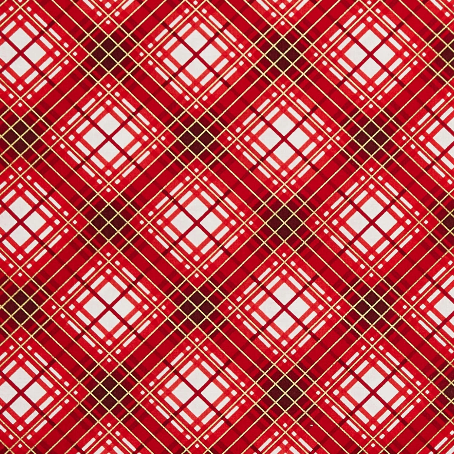 Christmas Musical - Holiday Plaid Red Metallic 2 Yard Cut - Image 2