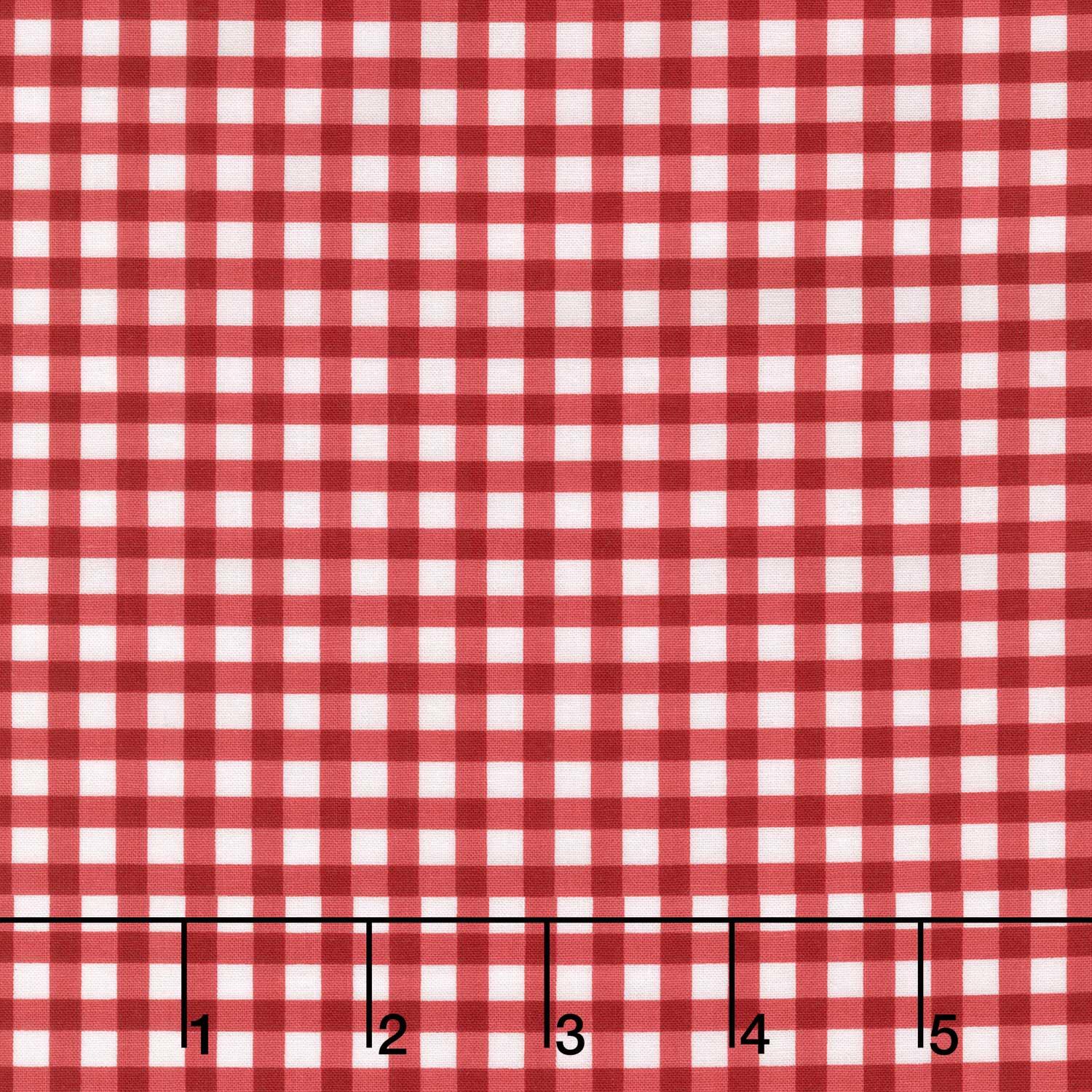 Christmas Village - Check White Red Yardage