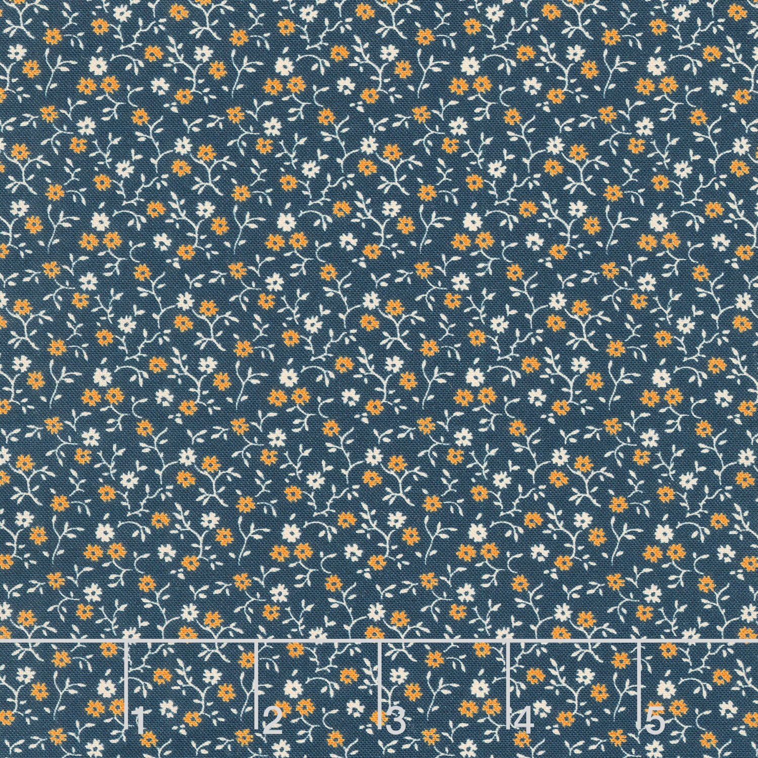 Circa - Sharp Cheddar Flourish Indigo Yardage