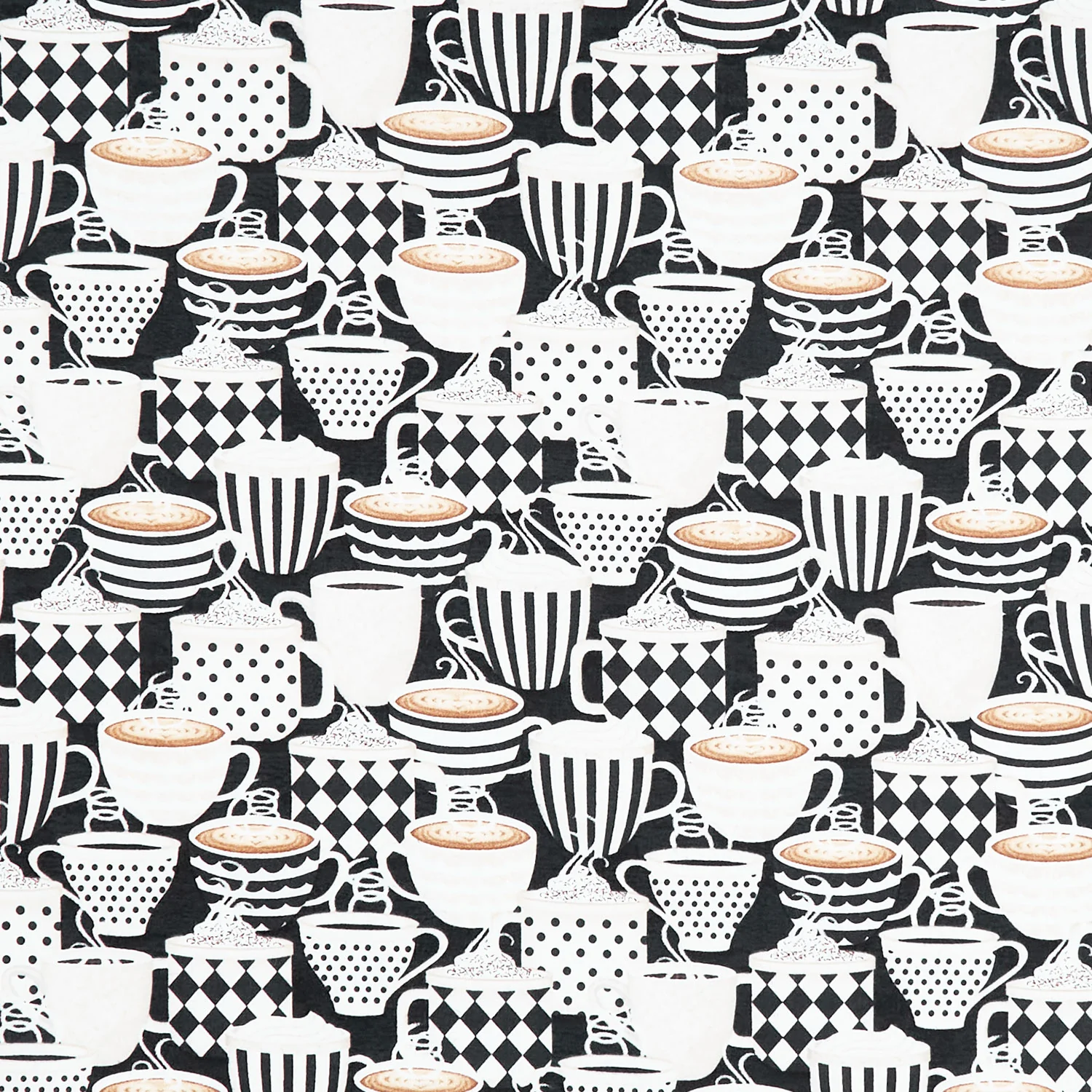 Coffee Life - Packed Cups Black Yardage