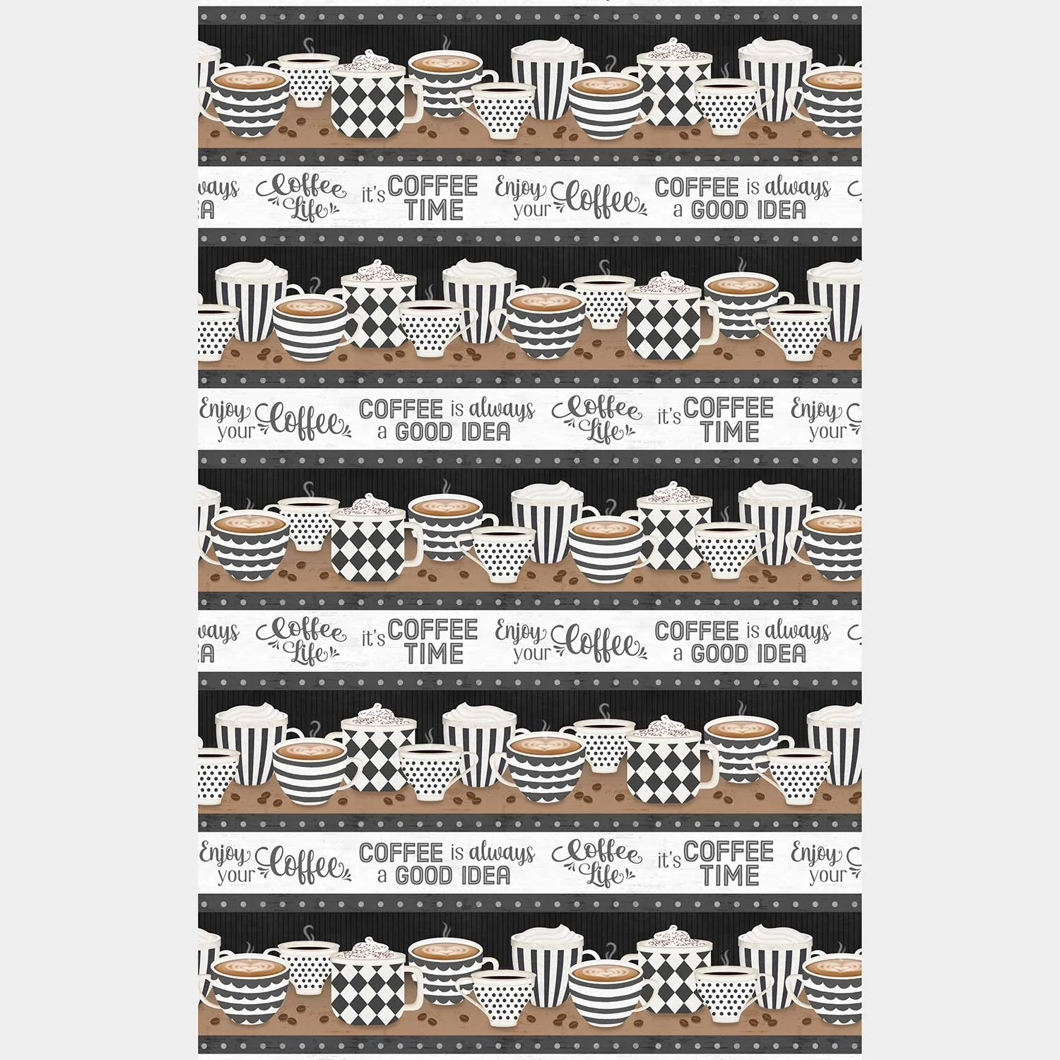 Coffee Life - Repeating Stripe Multi Yardage - Image 2