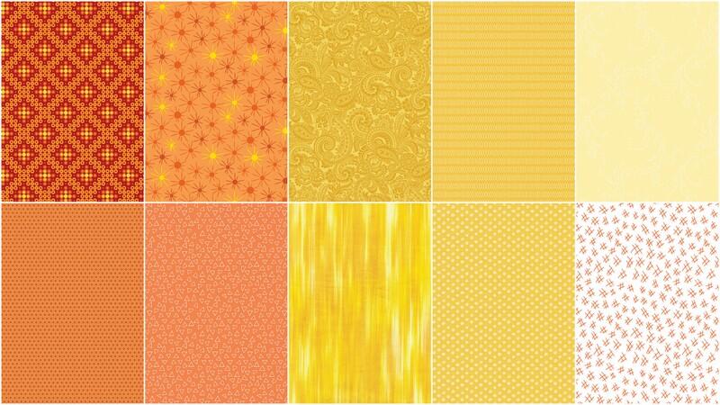 Color Elements Orange/Yellow Fat Quarter Bundle - 10 Pc - Image 3